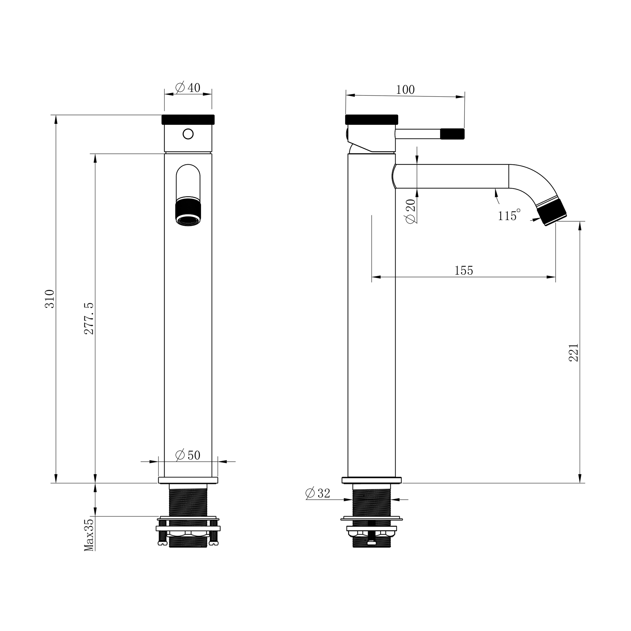 Bateria umywalkowa WEZER NIO11-18