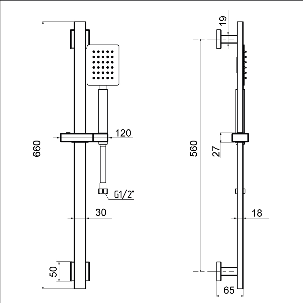 Zestaw prysznicowy 1-funkcyjnym z drążkiem WEZER STY-02