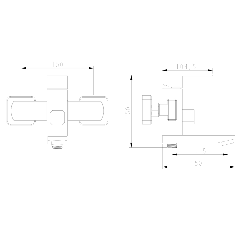 Bateria wannowa WEZER PRO3-02-BLACK z zestawem prysznicowym