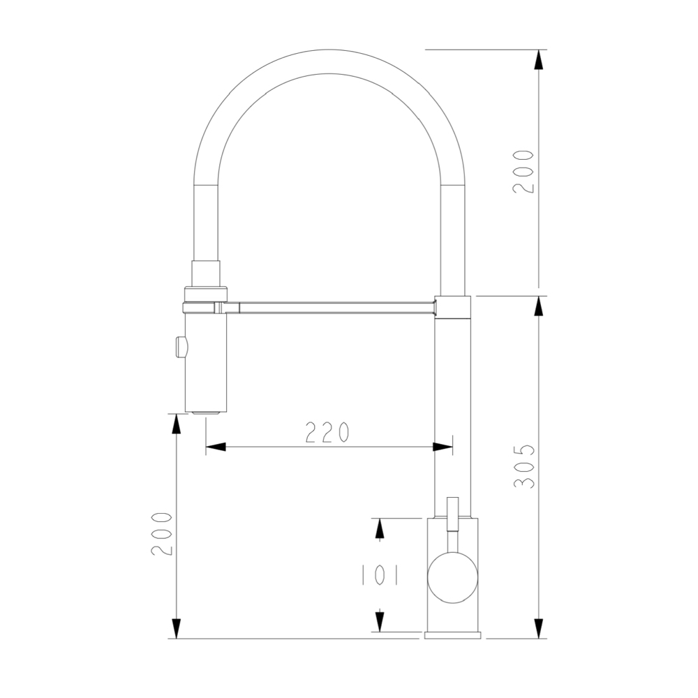 Bateria kuchenna WEZER KIT4-01 z elastyczną wylewką - 2 rodzaje strumienia