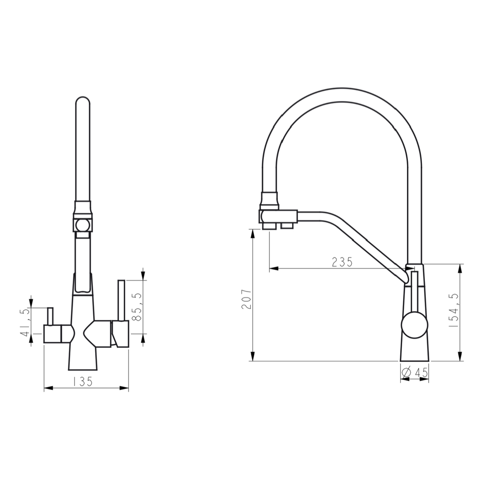 Bateria kuchenna WEZER INX4A-08-BLACK z podłączeniem do filtra wody