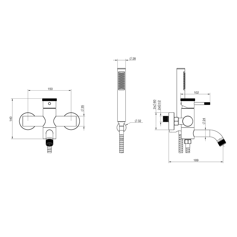 Bateria wannowa scienna WEZER NIO3-18