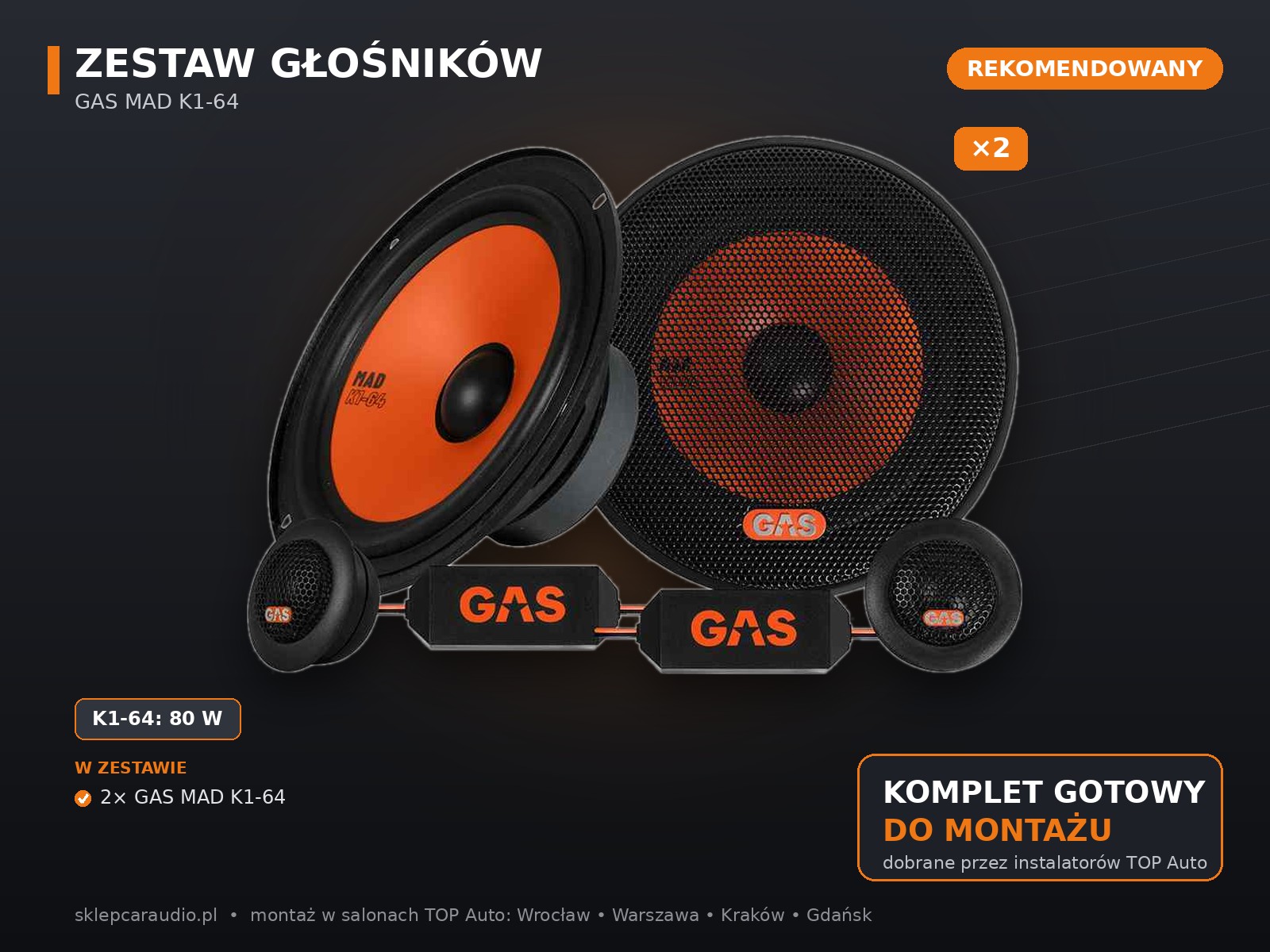 Zestaw fajnych i dobrych głośników GAS AUDIO - K1-64