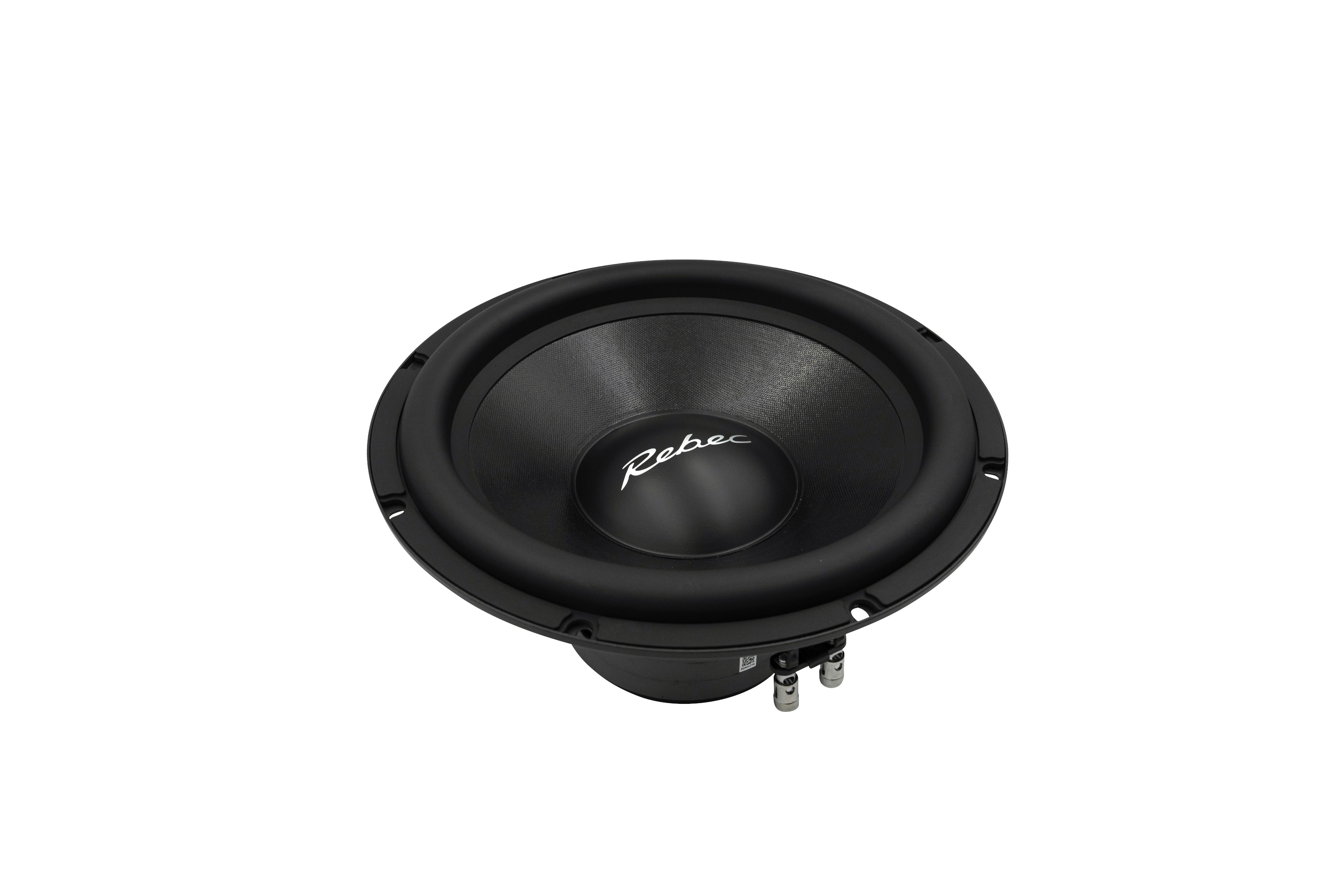 Rebec M12 subwoofer ujęcie 3/4 z widocznymi terminalami