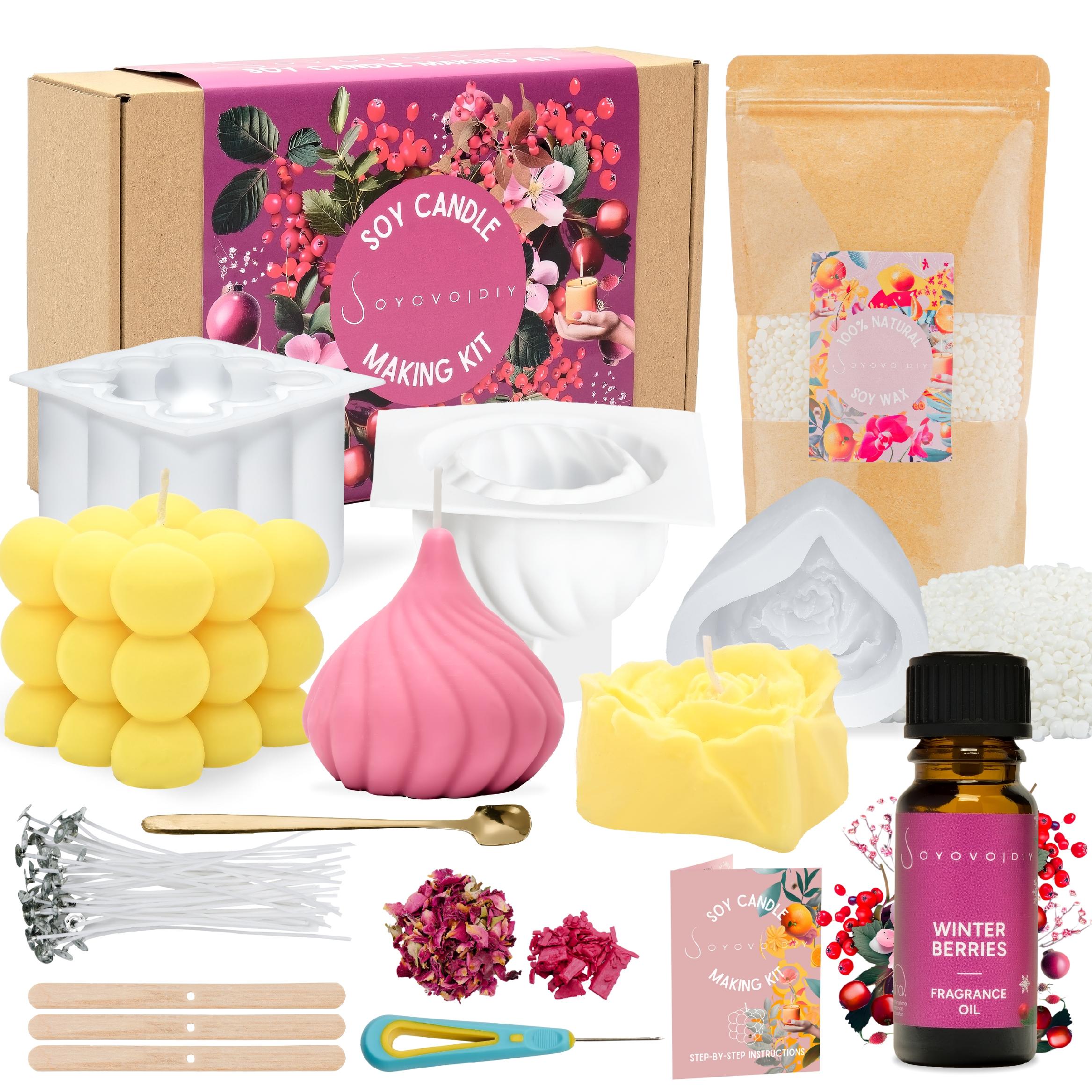 ZESTAW DO ROBIENIA ŚWIEC ŚWIECZEK SOJOWYCH DIY FOREMKI WOSK OLEJEK PREZENT