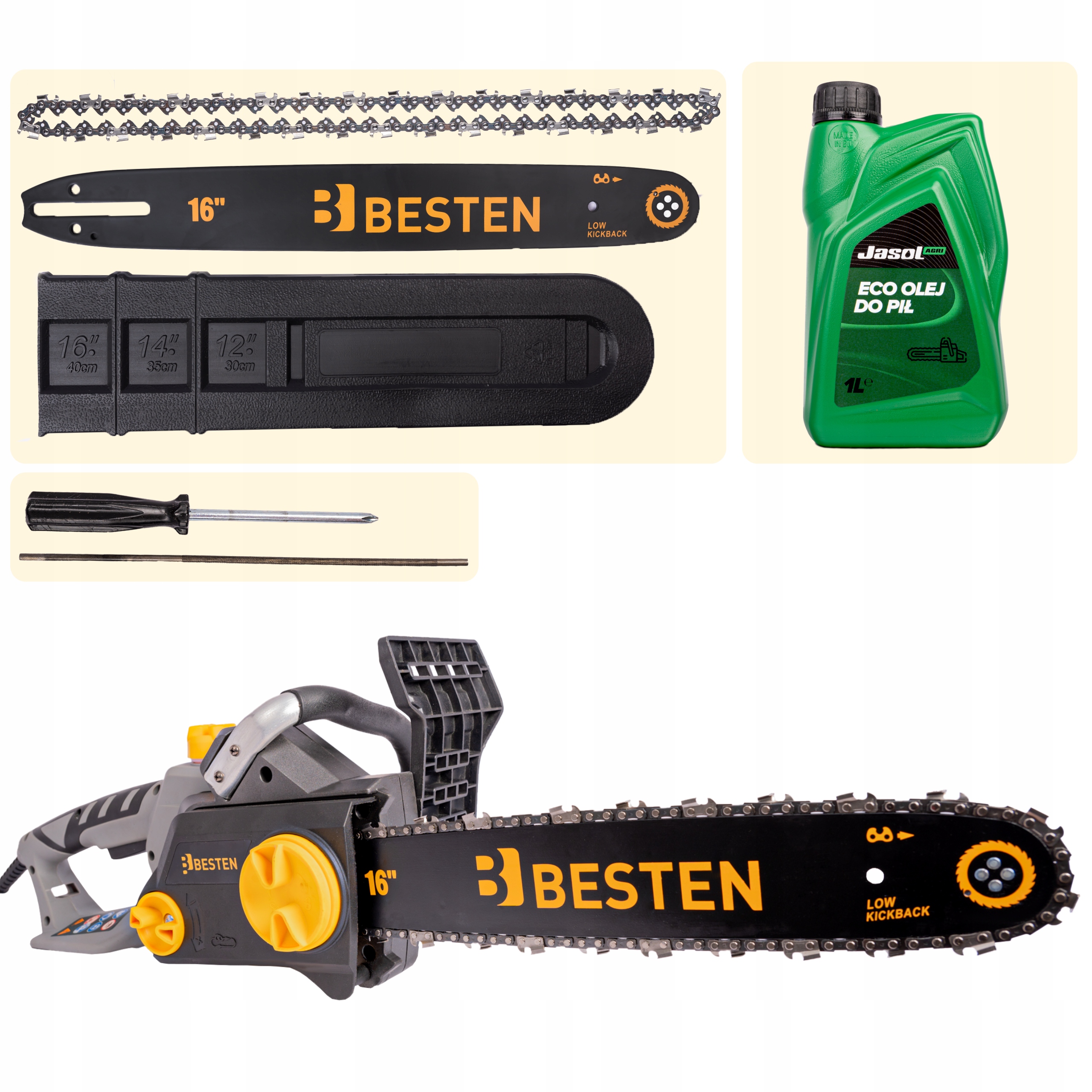 PIŁA ŁAŃCUCHOWA PILARKA ELEKTRYCZNA DO DREWNA 2400W PROWADNICA 40CM + OLEJ