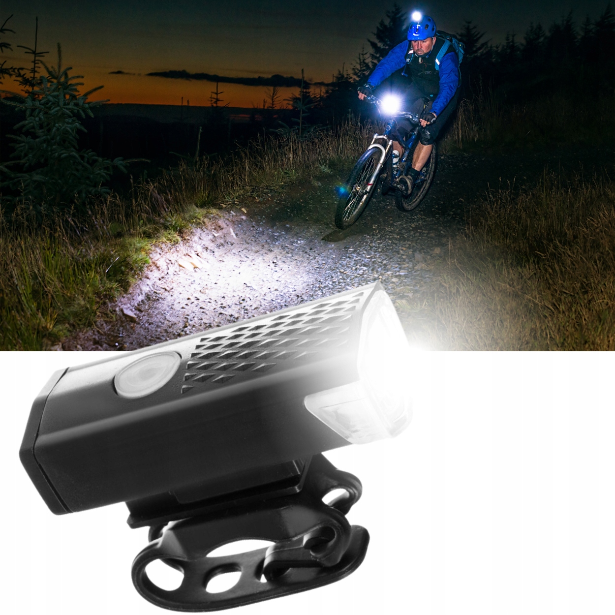 LAMPKA ROWEROWA LED TYŁ PRZÓD DO ROWERU ZESTAW USB ŚWIATŁO BIAŁE I CZERWONE