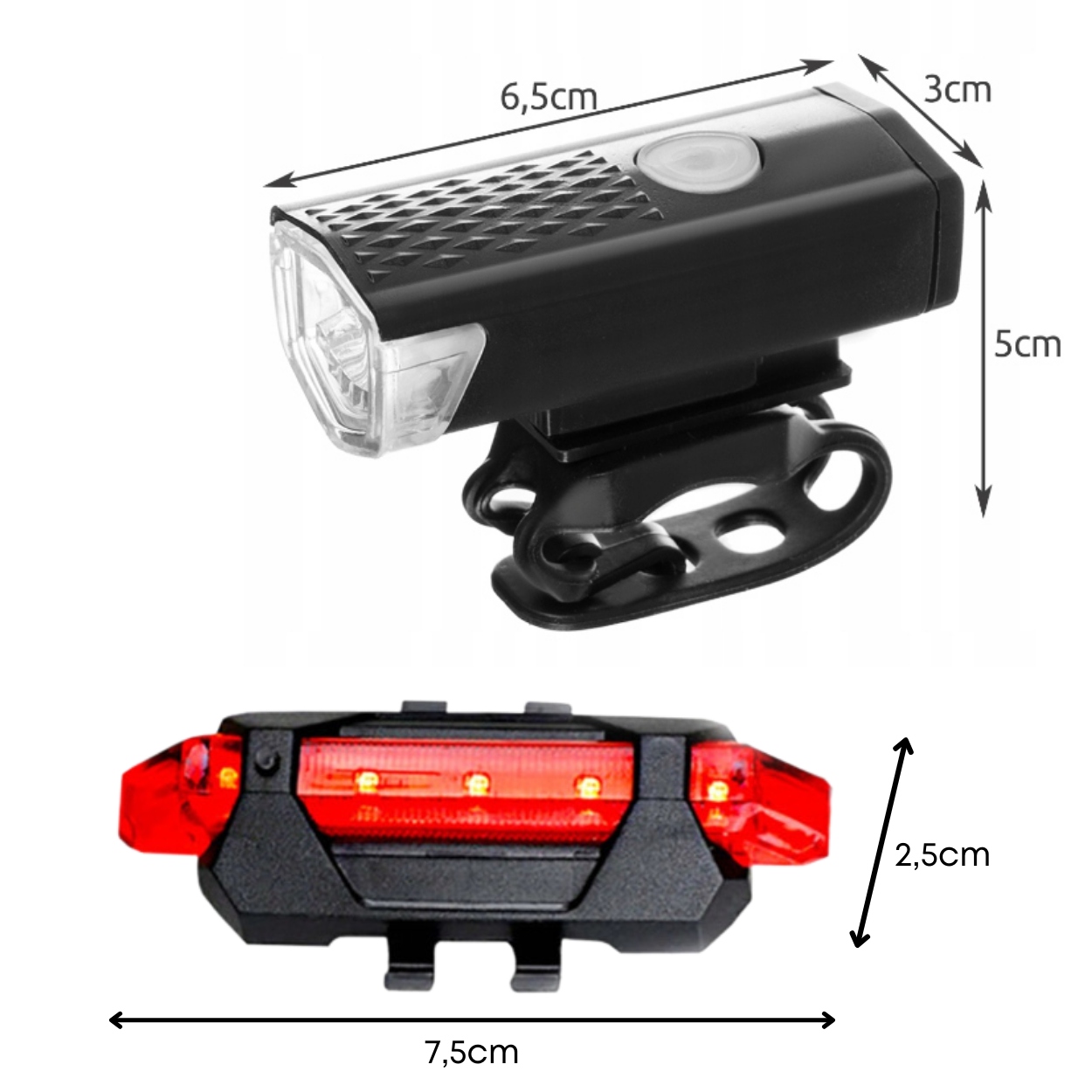 LAMPKA ROWEROWA LED TYŁ PRZÓD DO ROWERU ZESTAW USB ŚWIATŁO BIAŁE I CZERWONE