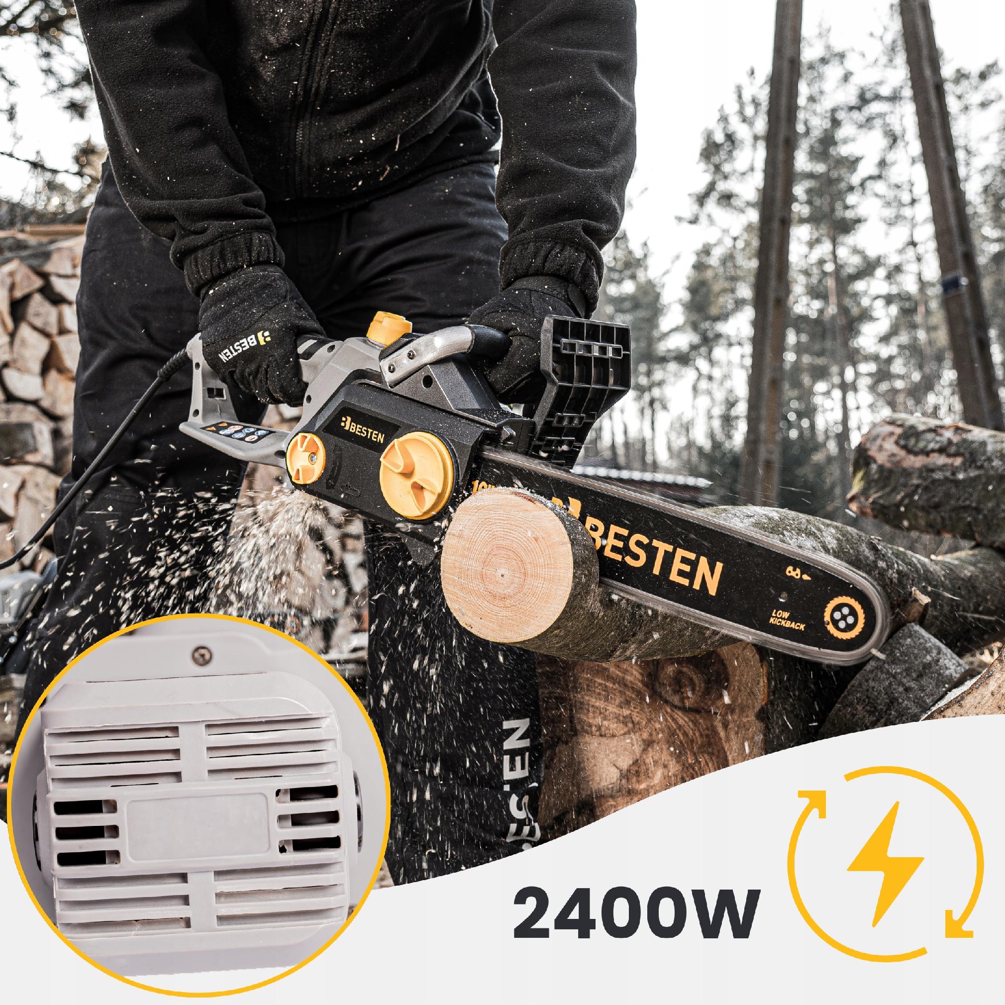 PIŁA ŁAŃCUCHOWA PILARKA ELEKTRYCZNA DO DREWNA 2400W PROWADNICA 40CM + OLEJ