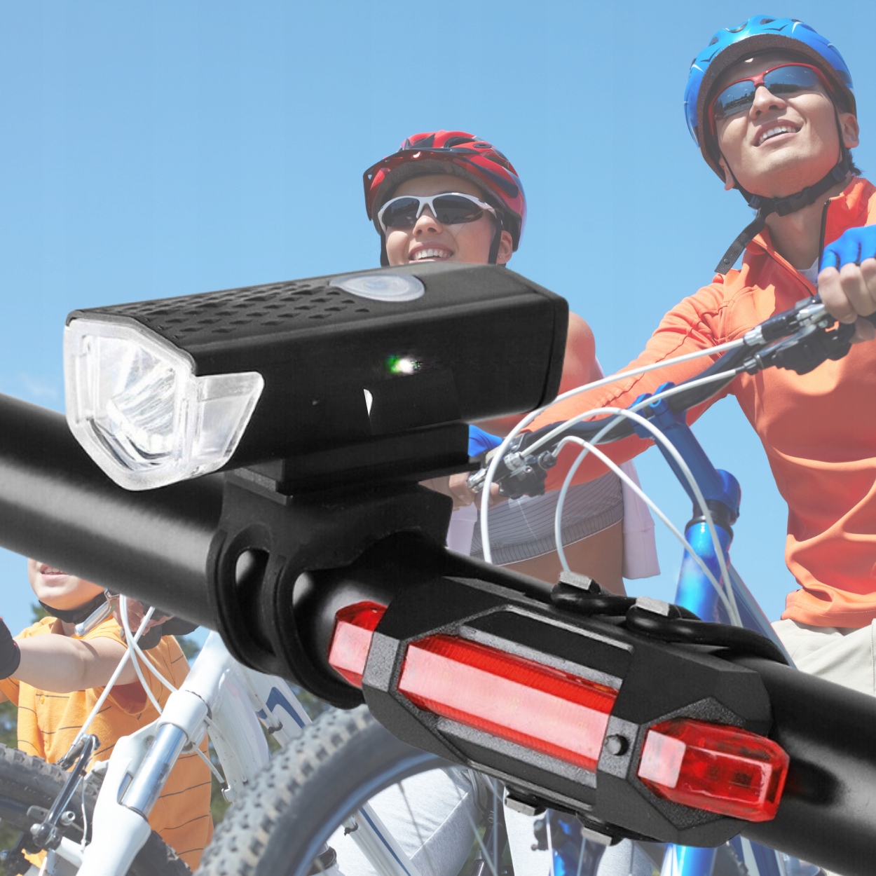 LAMPKA ROWEROWA LED TYŁ PRZÓD DO ROWERU ZESTAW USB ŚWIATŁO BIAŁE I CZERWONE