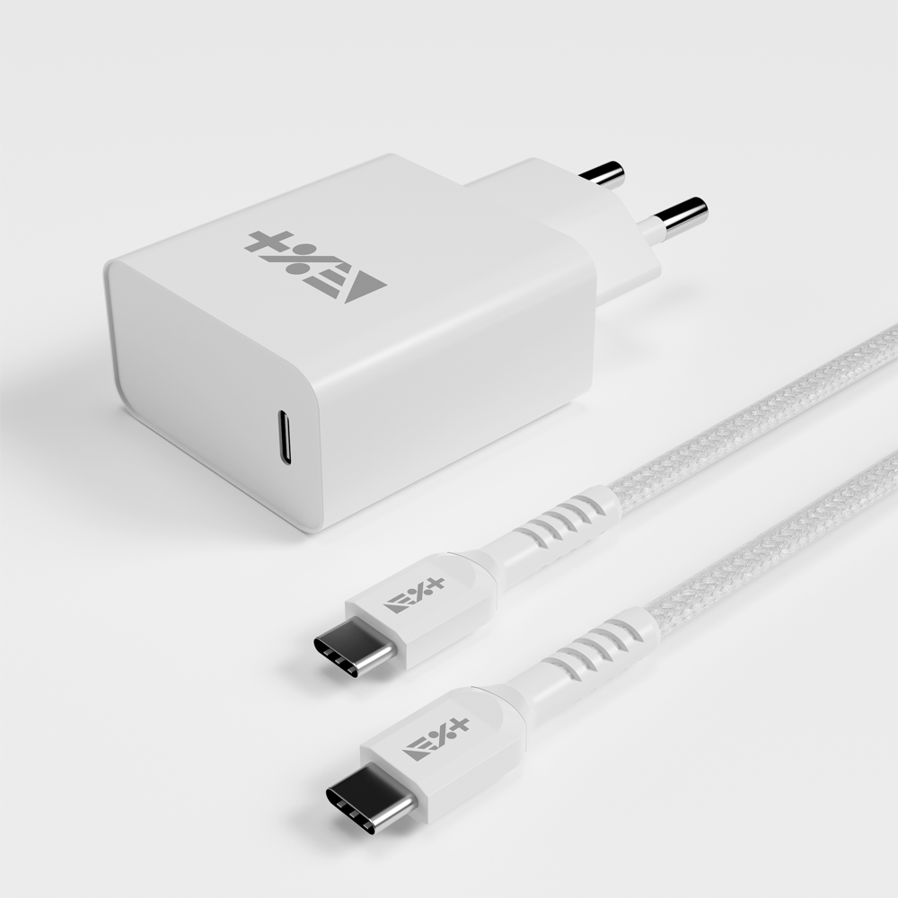 NEXT ONE Ładowarka sieciowa 20W PD 1xUSB-C z kablem USB-C white
