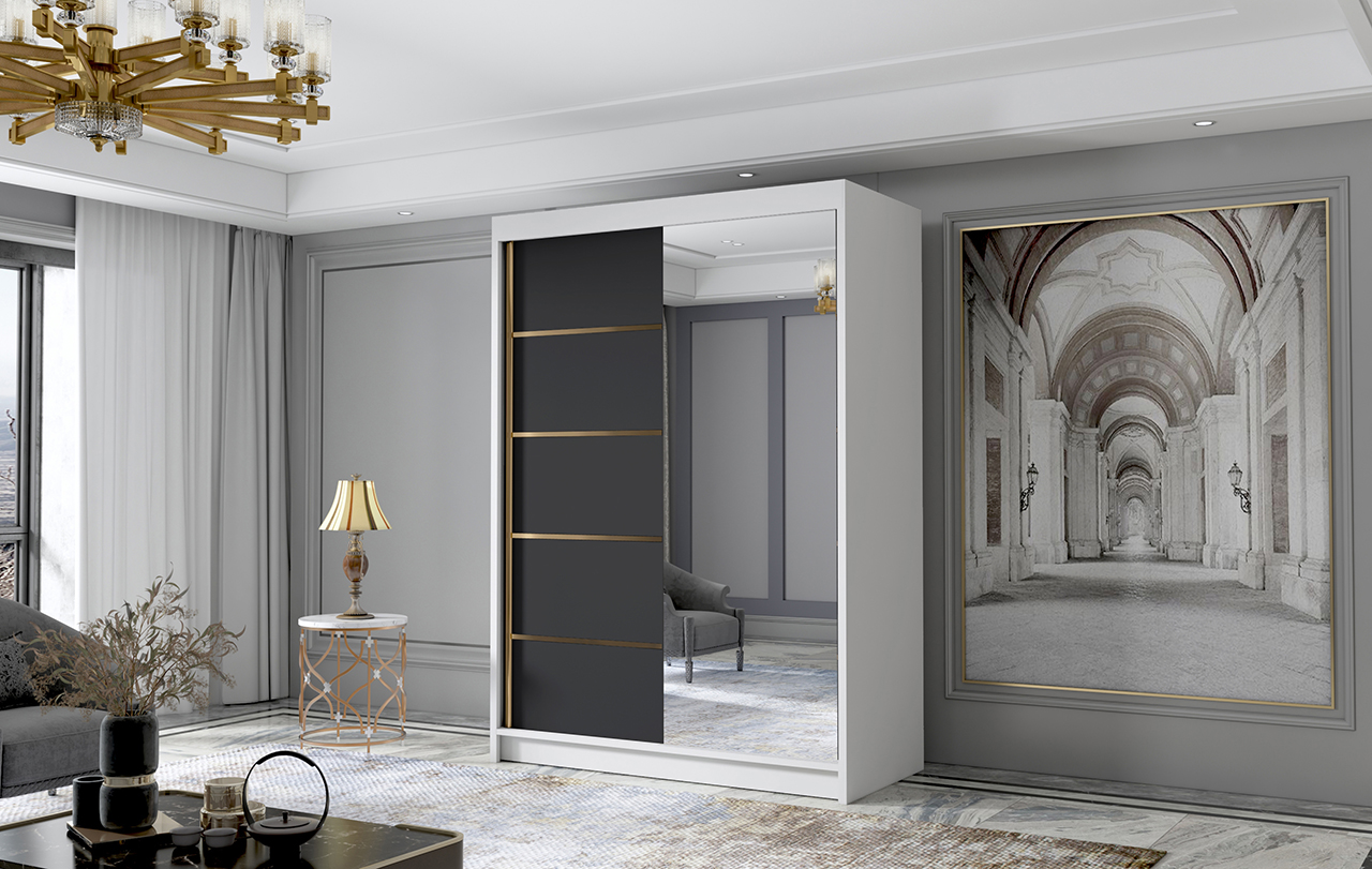 SZAFA przesuwna LIA III 120 cm NOWA OD PRODUCENTA złote wykończenie