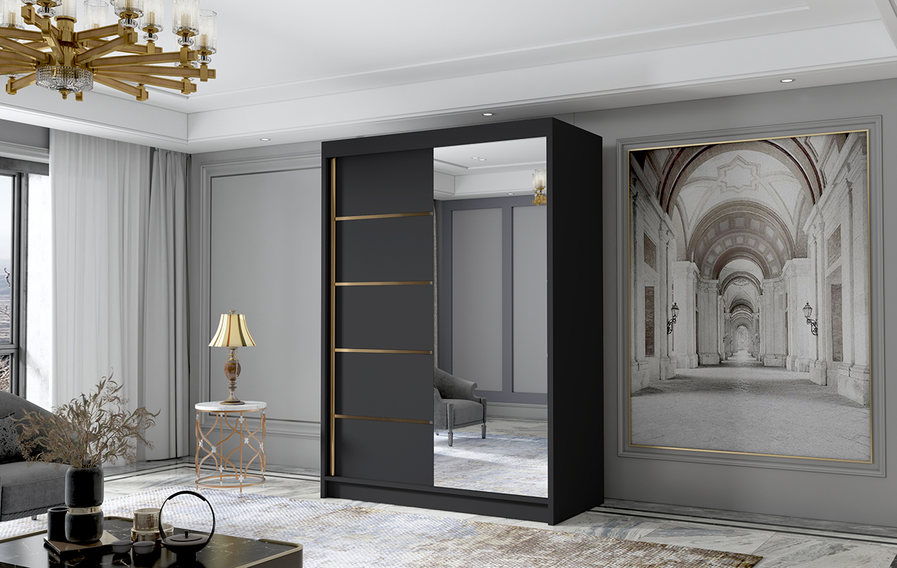 SZAFA przesuwna LIA III 120 cm NOWA OD PRODUCENTA złote wykończenie