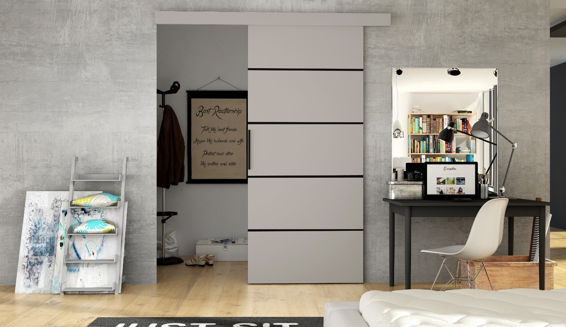 DRZWI przesuwne naścienne RIO VI 70 MOCNE loft