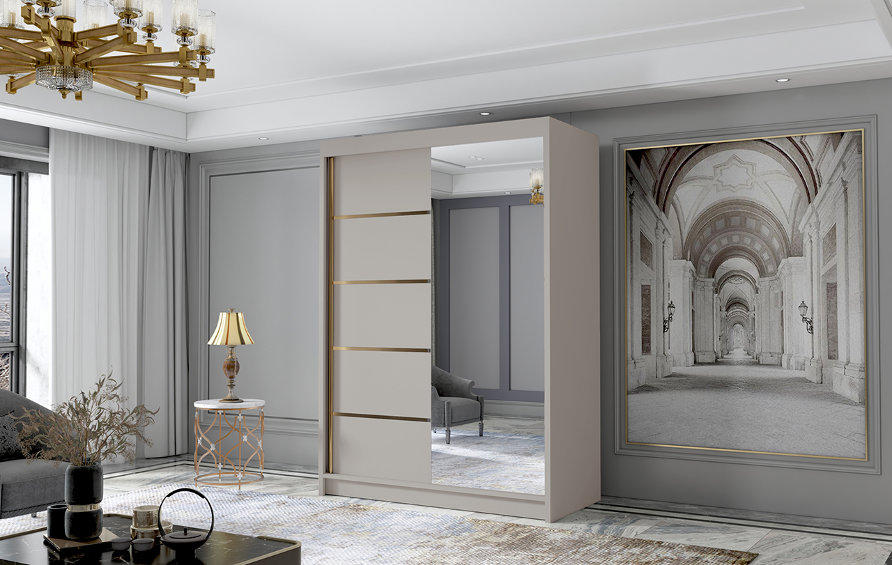 SZAFA przesuwna LIA III 120 cm NOWA OD PRODUCENTA złote wykończenie