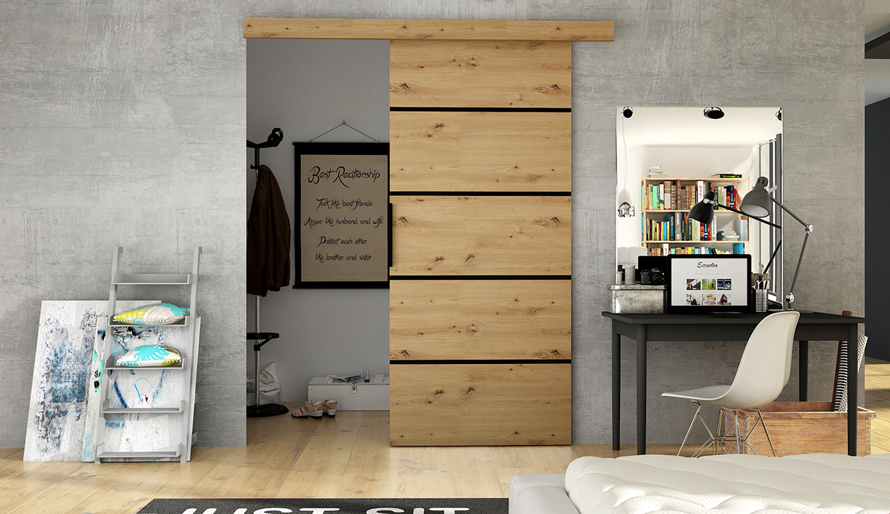 DRZWI przesuwne naścienne RIO VI 70 MOCNE loft