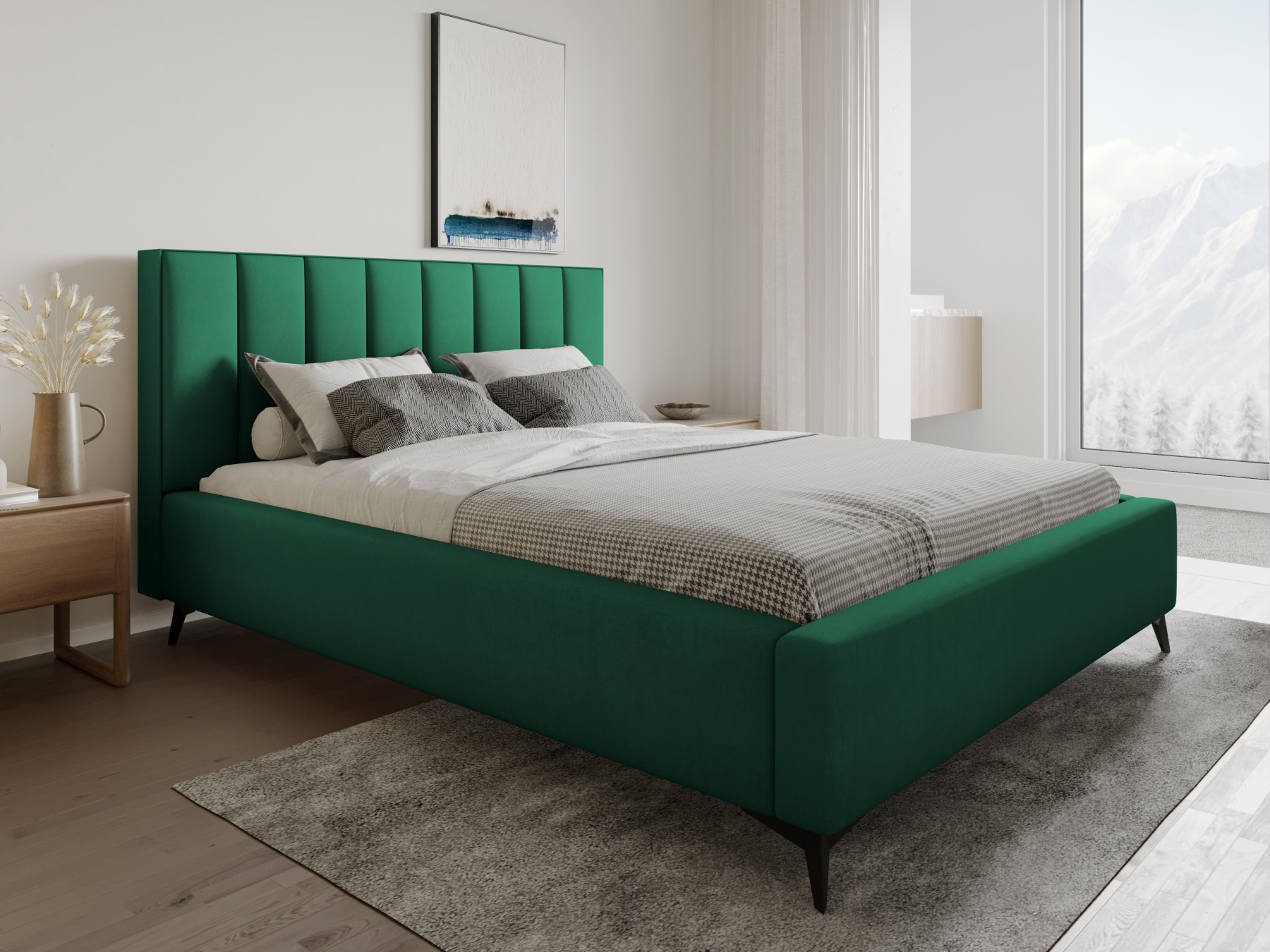 Łóżko tapicerowane z POJEMNIKIEM NA POŚCIEL BLOOM 180X200