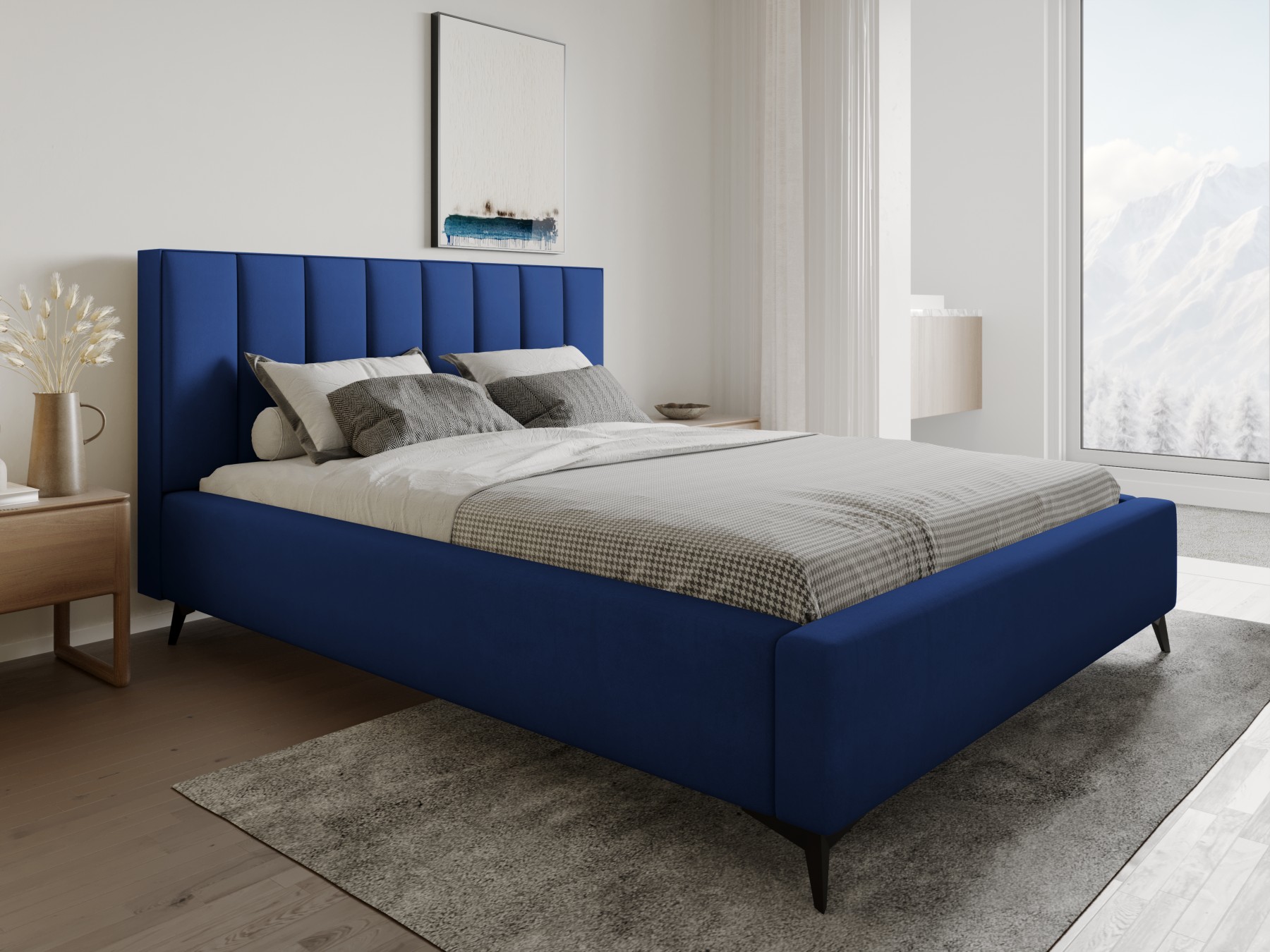 Łóżko tapicerowane z POJEMNIKIEM NA POŚCIEL BLOOM 180X200