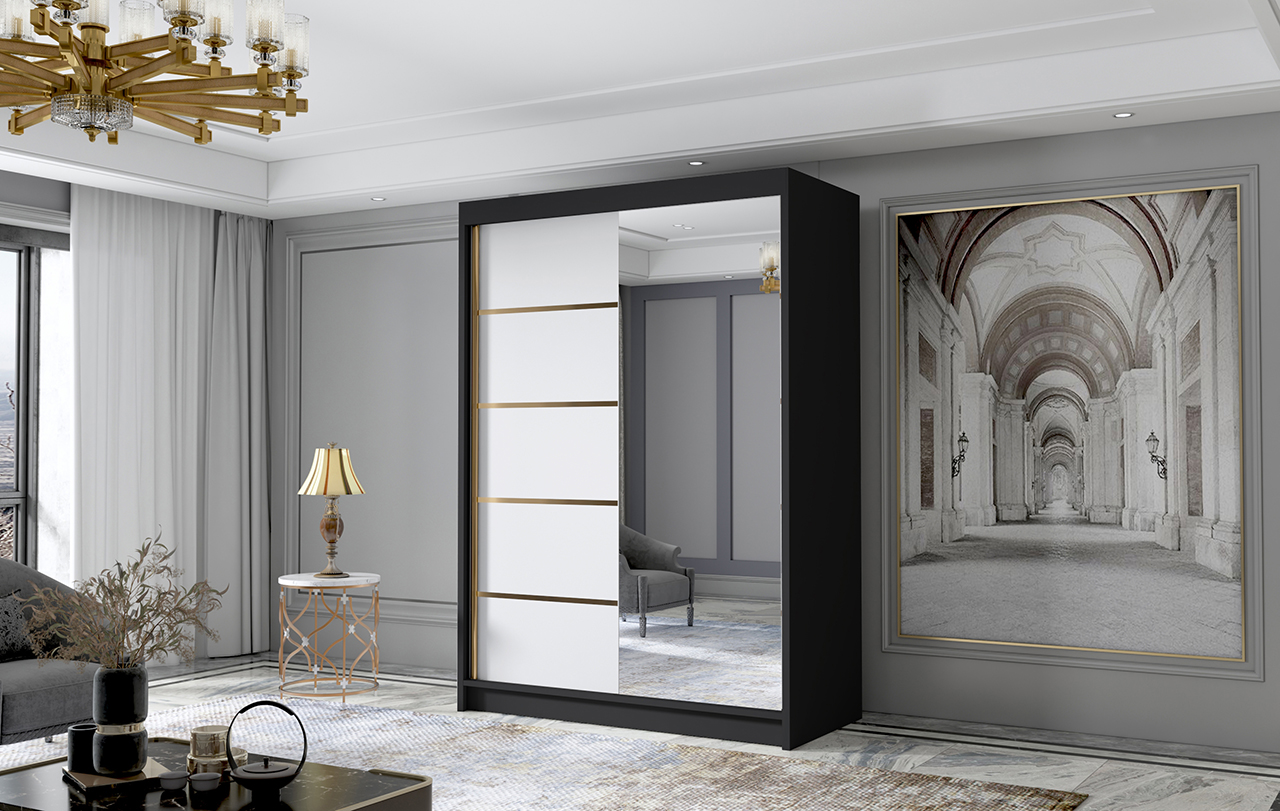 SZAFA przesuwna LIA III 120 cm NOWA OD PRODUCENTA złote wykończenie