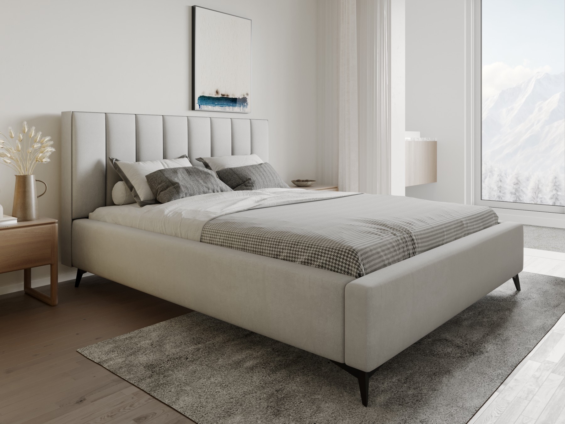 Łóżko tapicerowane z POJEMNIKIEM NA POŚCIEL BLOOM 180X200