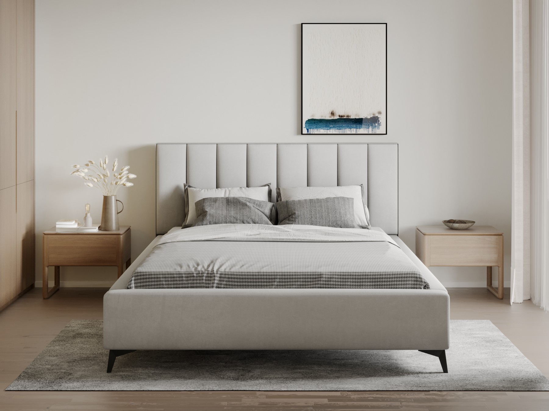 Łóżko tapicerowane z POJEMNIKIEM NA POŚCIEL BLOOM 180X200