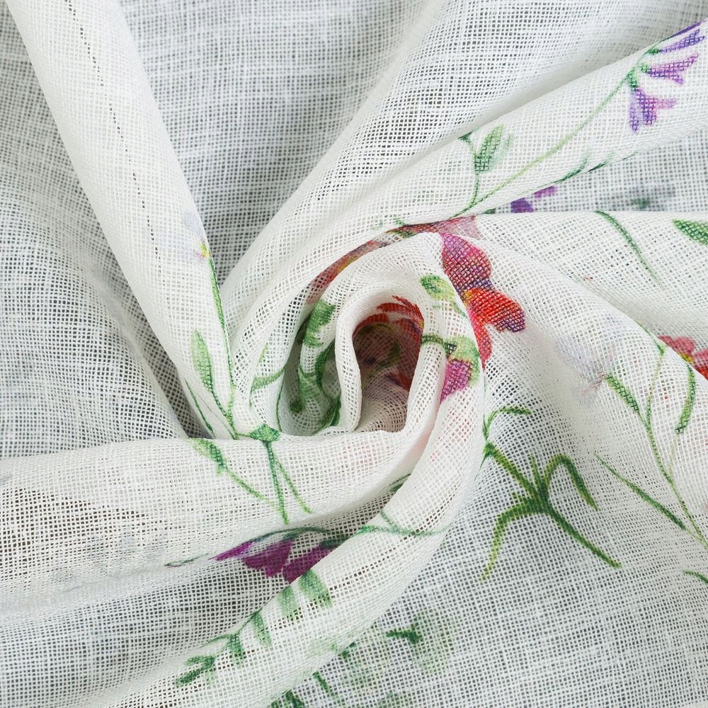 Firana gotowa zazdrostka SYLWIA 130x50 Eurofirany biała / różowa