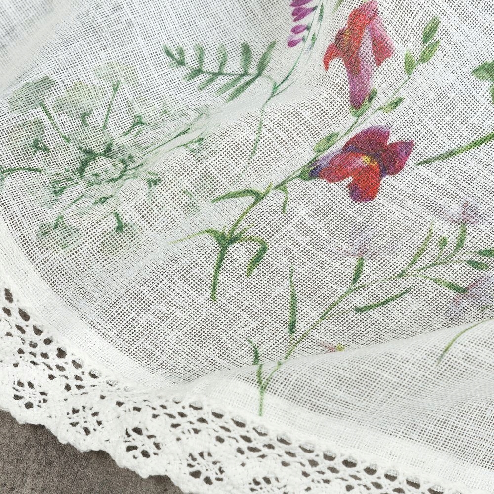 Firana gotowa zazdrostka SYLWIA 130x50 Eurofirany biała / różowa