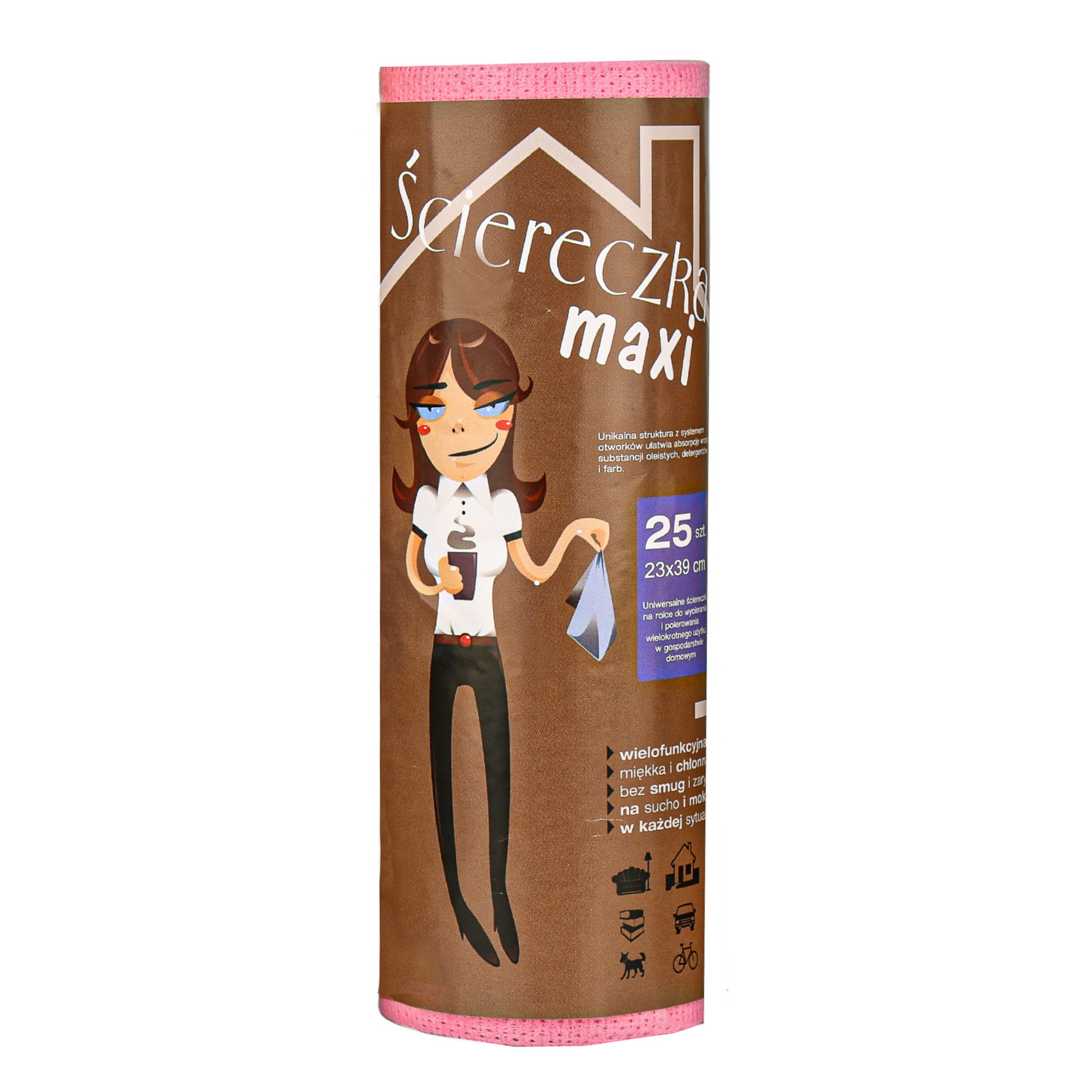 Ściereczki uniwersalne Clean Maxi Kolor 25szt. na rolce w kartonie 6 rolek