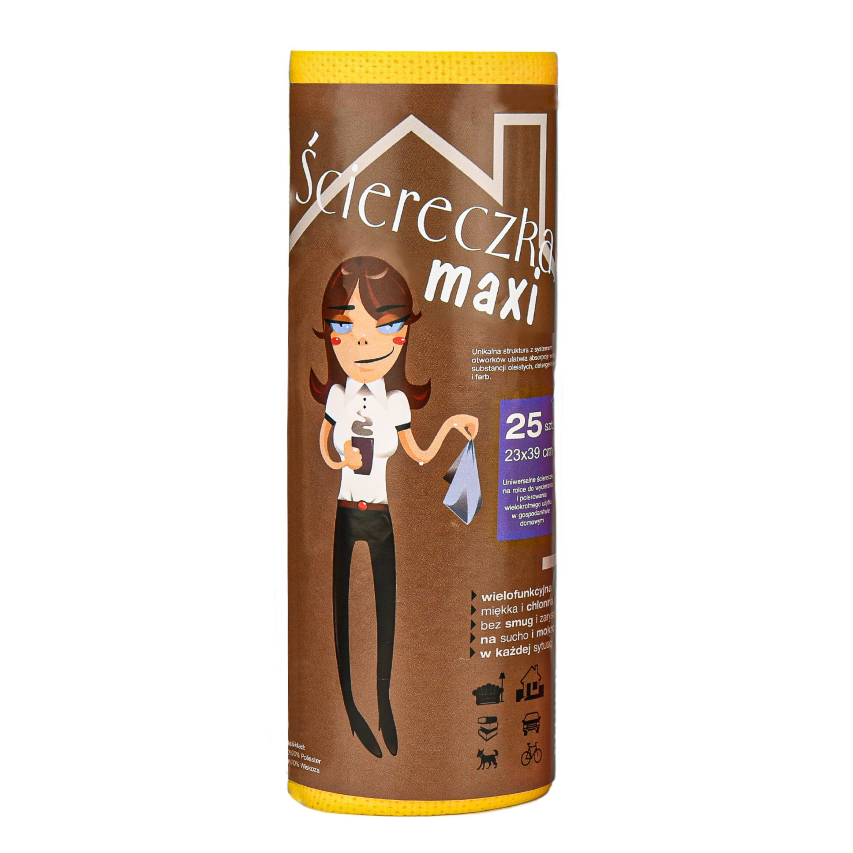 Ściereczki uniwersalne Clean Maxi Kolor 25szt. na rolce w kartonie 6 rolek