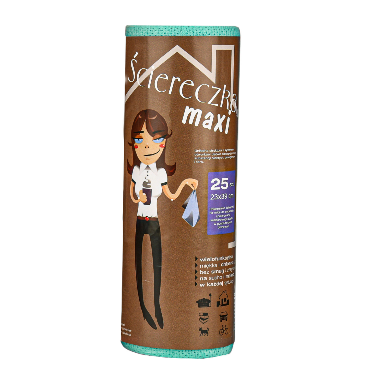 Ściereczki uniwersalne Clean Maxi Kolor 25szt. na rolce w kartonie 6 rolek