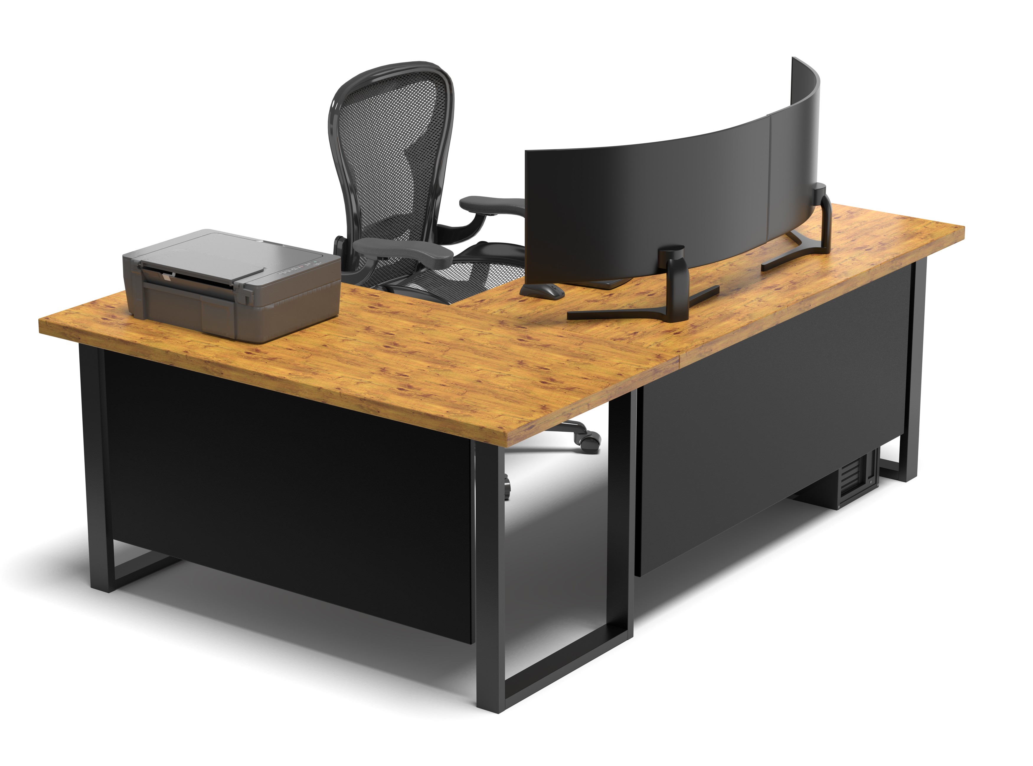 Biurko Narożne Loftowe Gamingowe BLENDY BLAT 36MM STABILNE DĄB LANCELOT