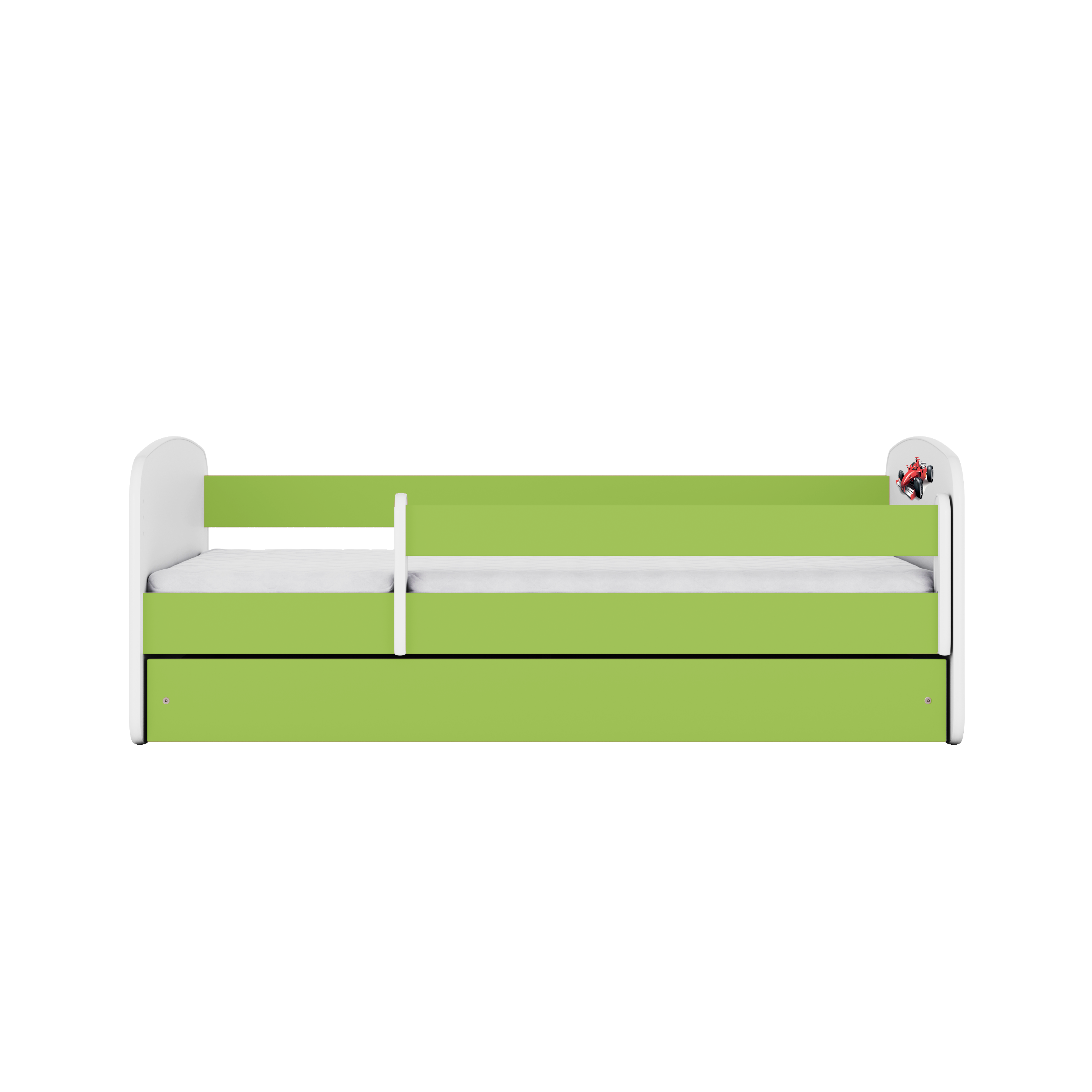 Lit enfant vert, motif Formule 1