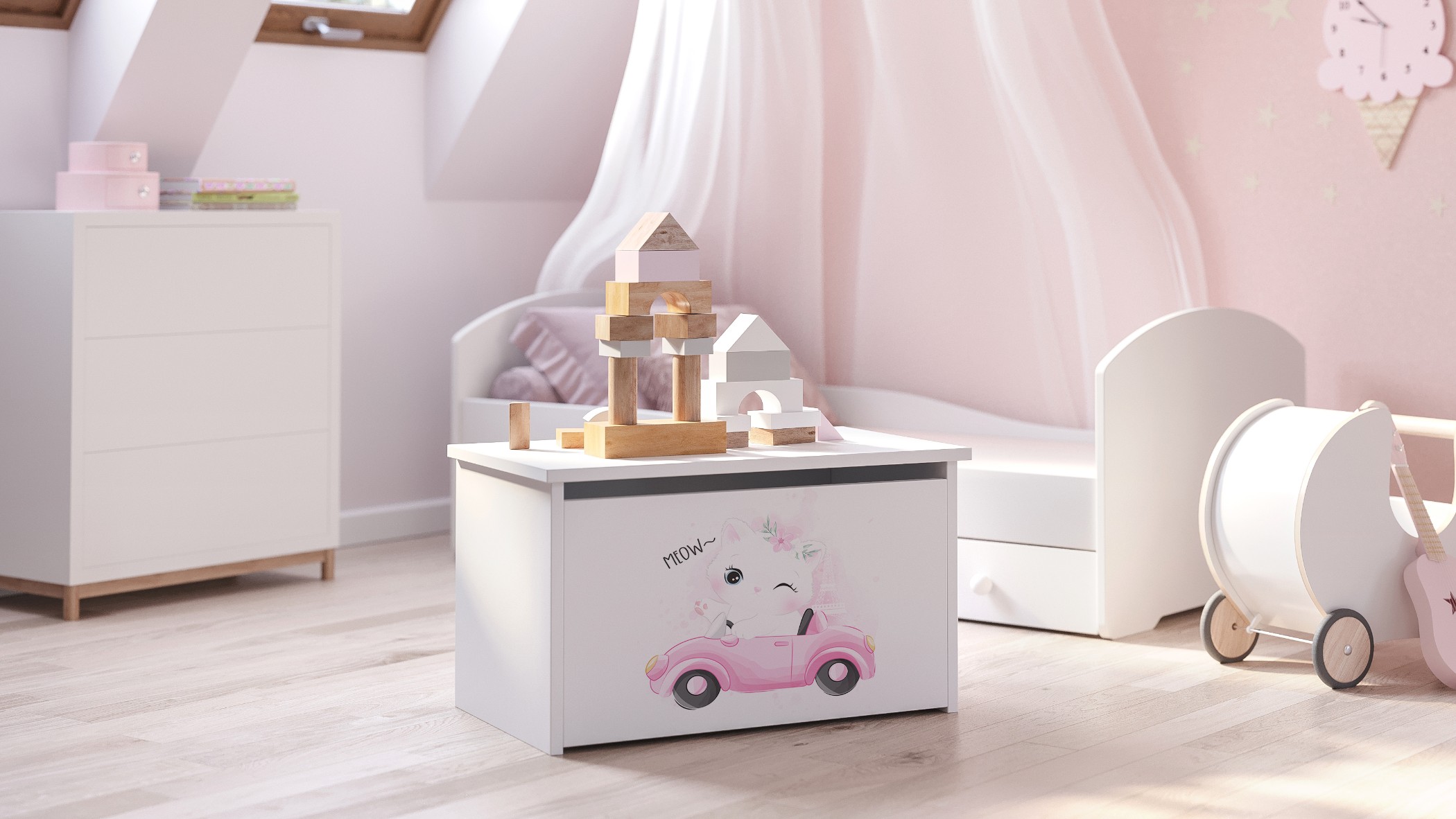 Coffre à jouets enfant blanc