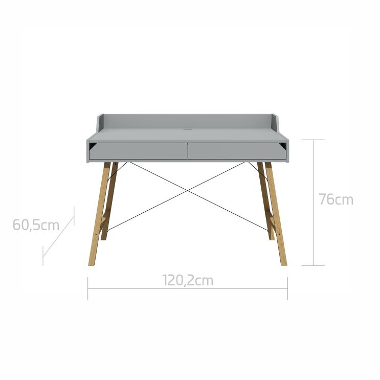 Bureau enfant blanc, bois clair et noir