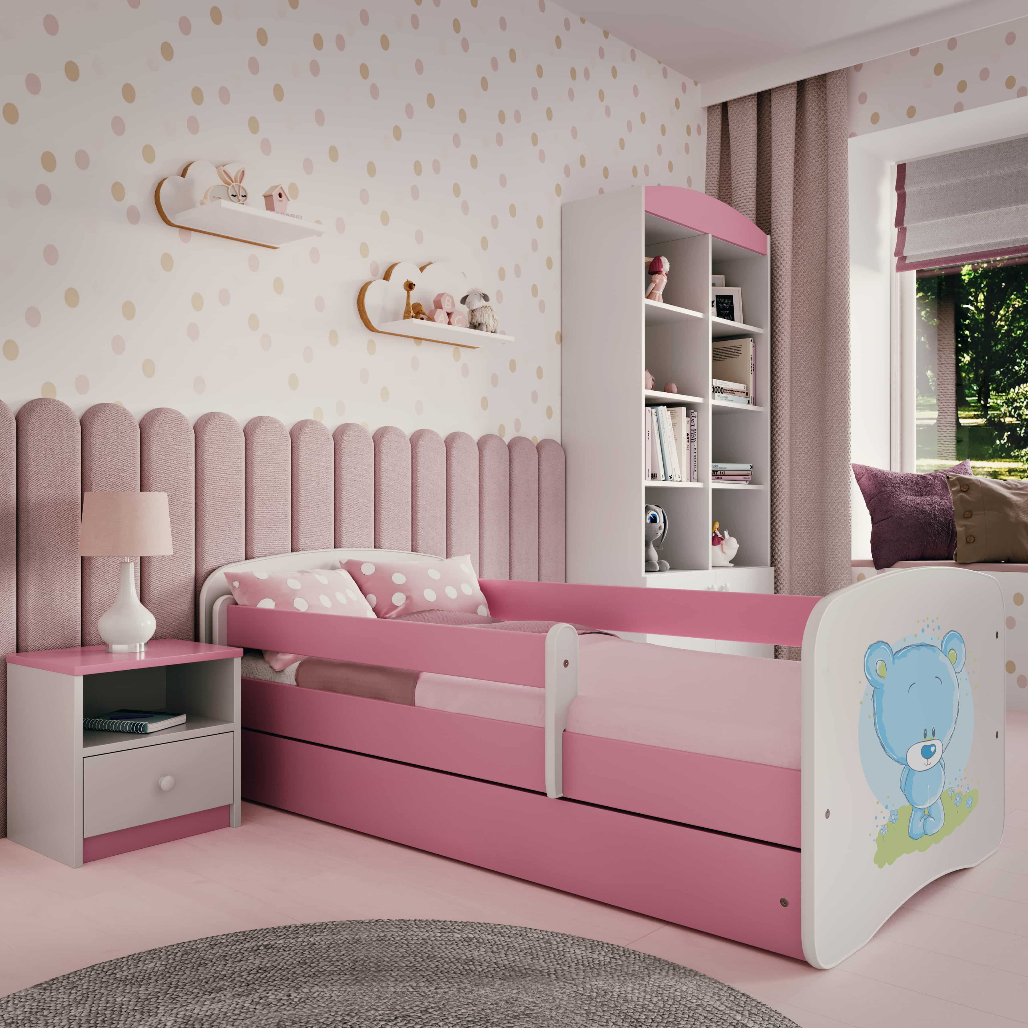 Lit enfant Ourson Bleu Fleuri