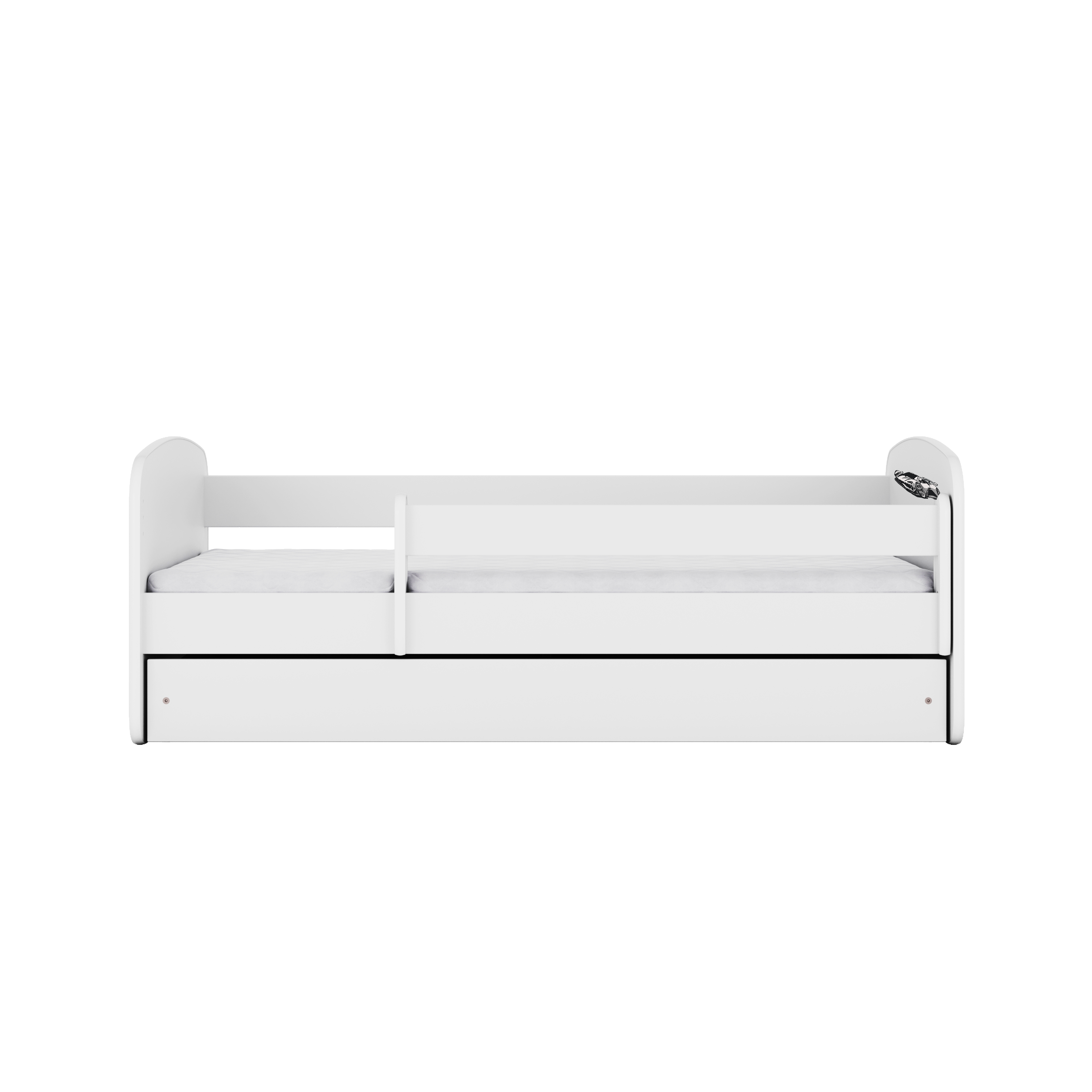 Lit enfant blanc, motif voiture de sport