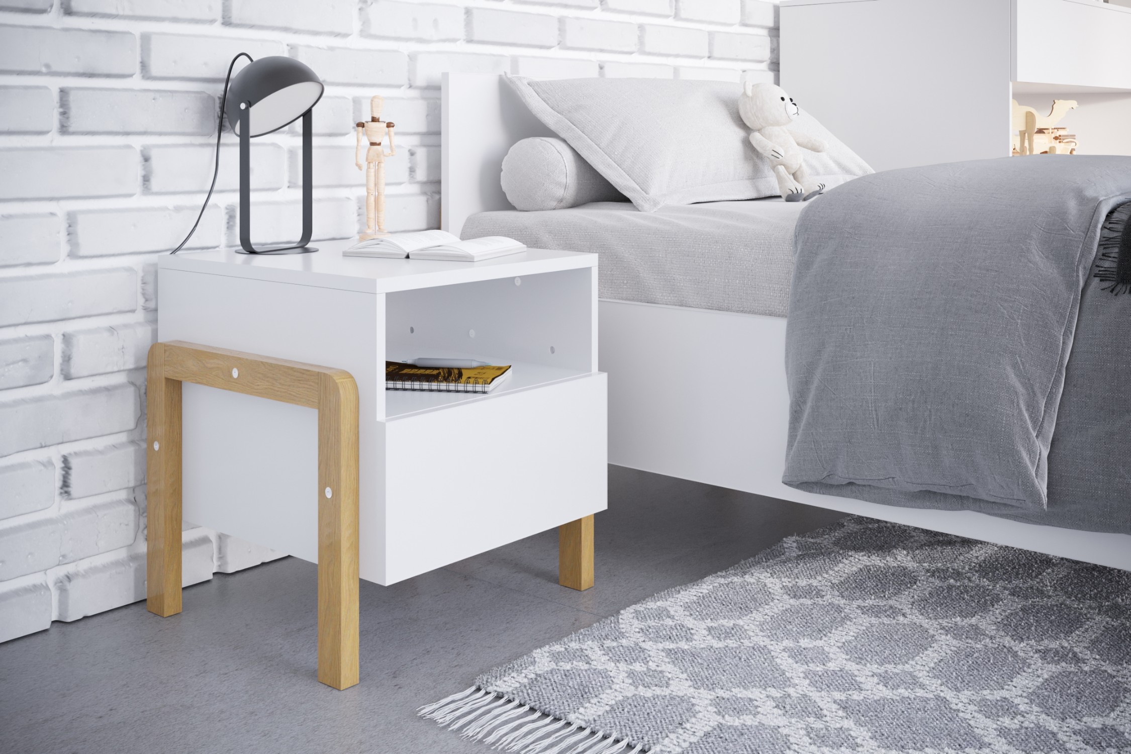 Table de chevet enfant bois clair