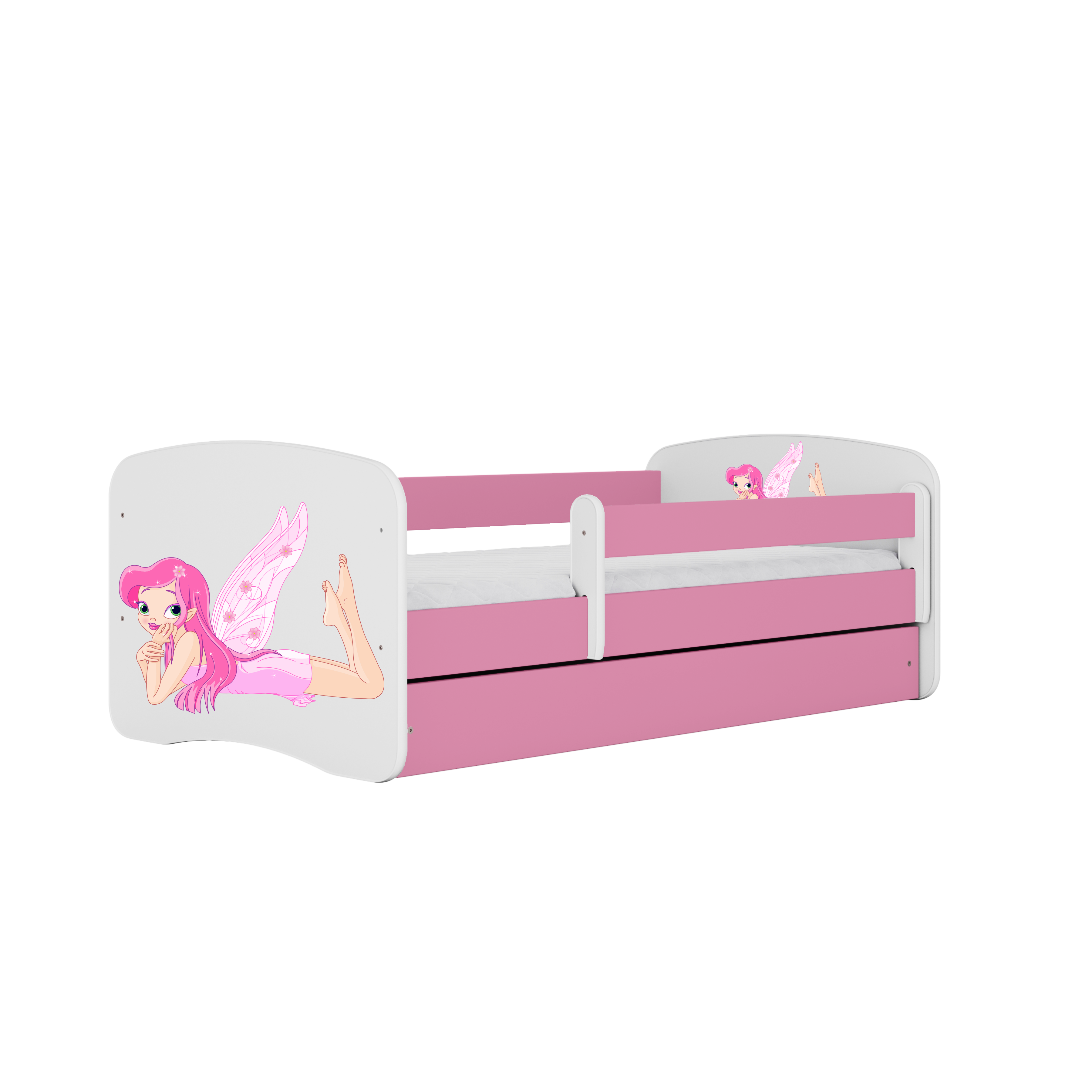 Lit enfant rose, motif fée ailée