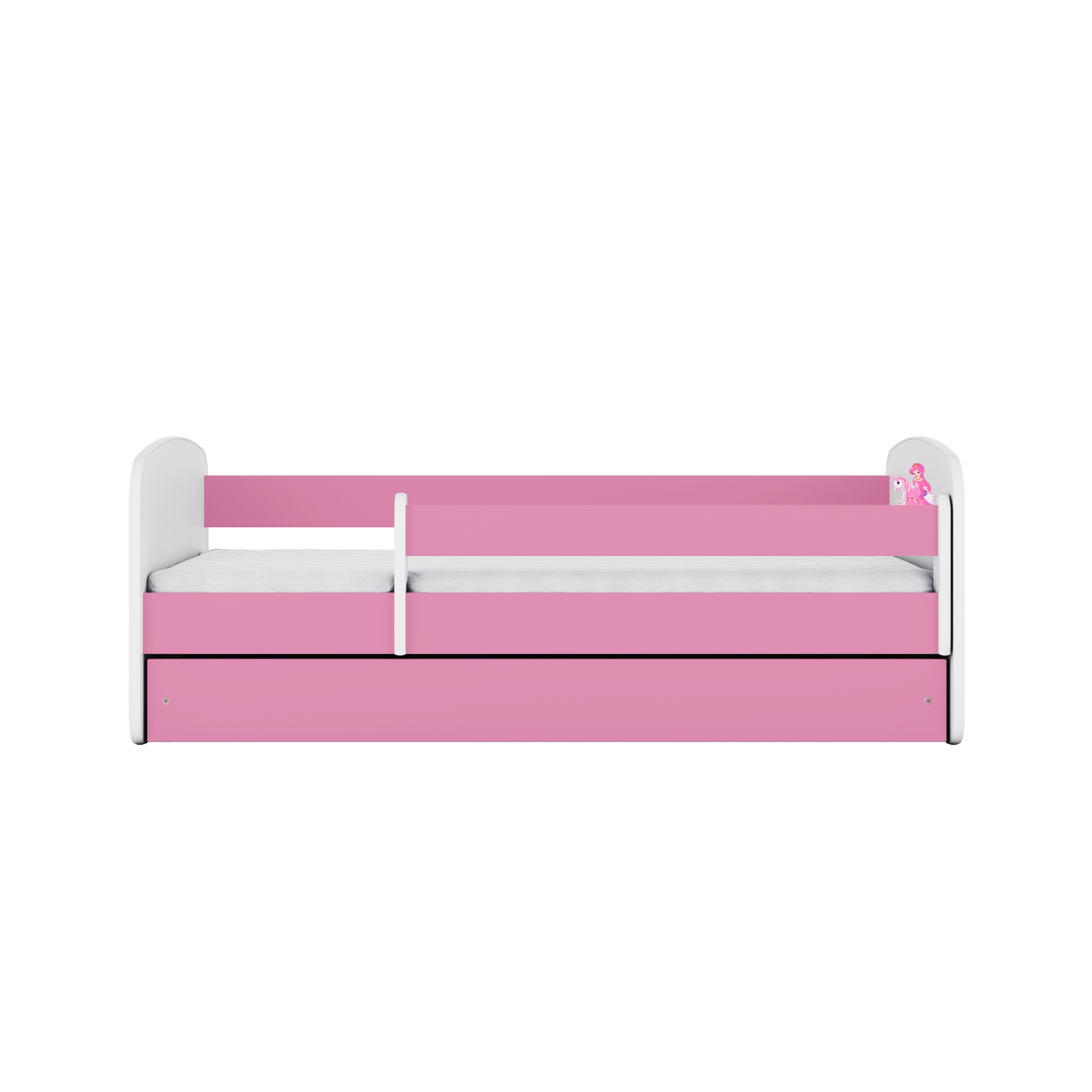 Lit enfant rose, motif princesse à cheval