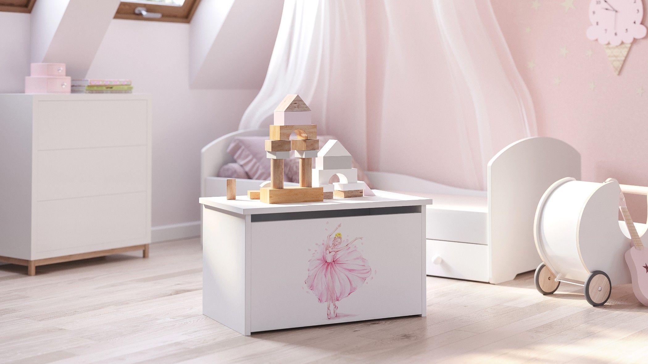Coffre à jouets enfant blanc