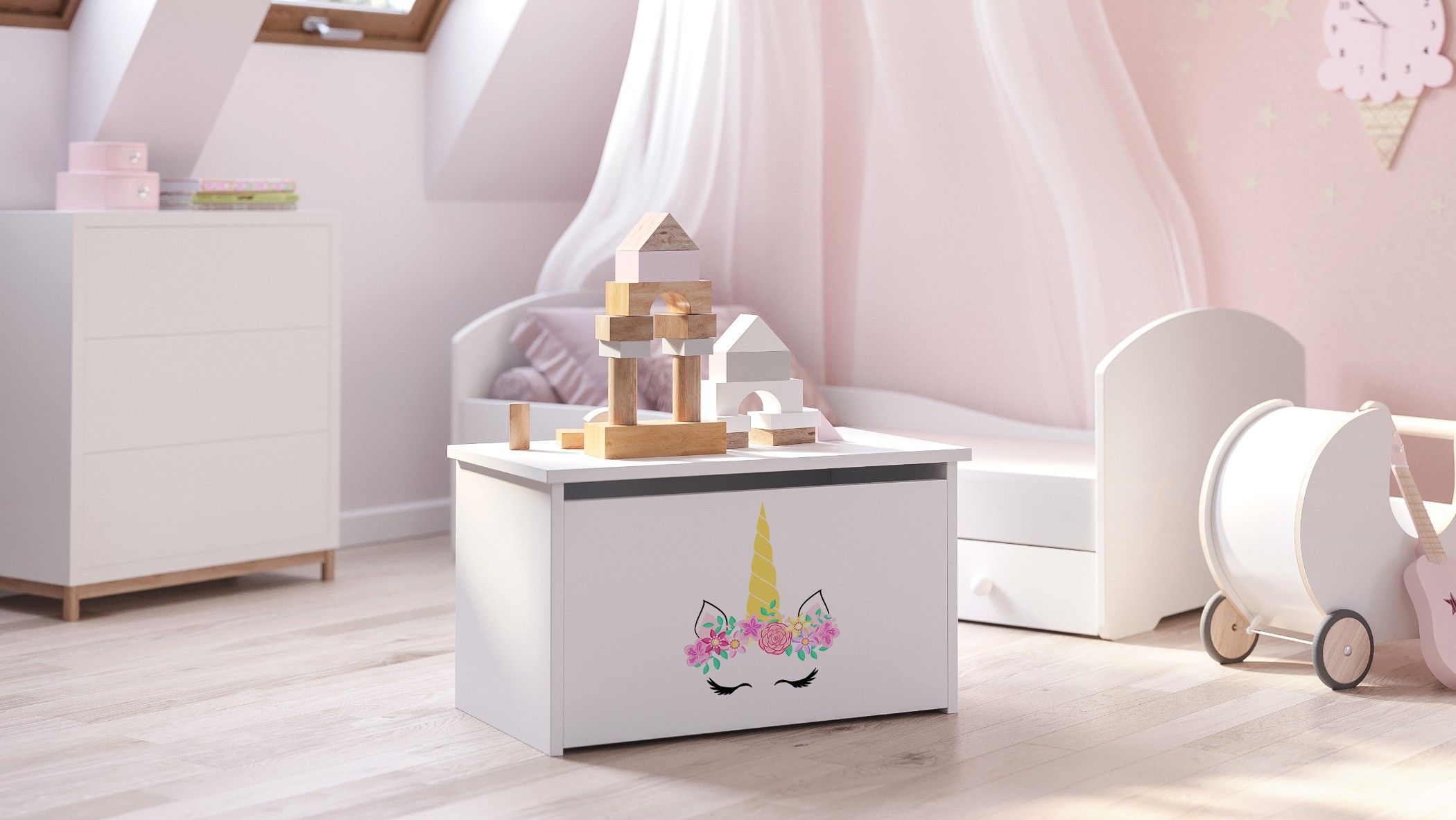Coffre à jouets enfant blanc