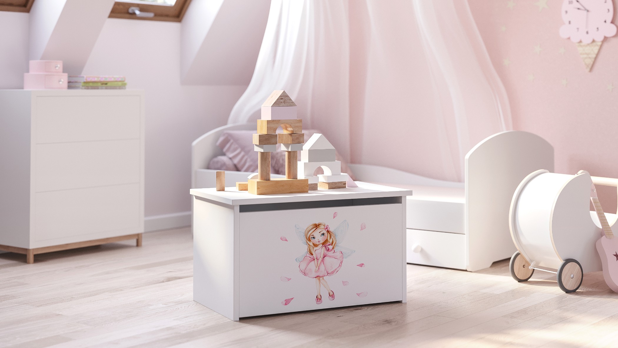 Coffre à jouets enfant blanc