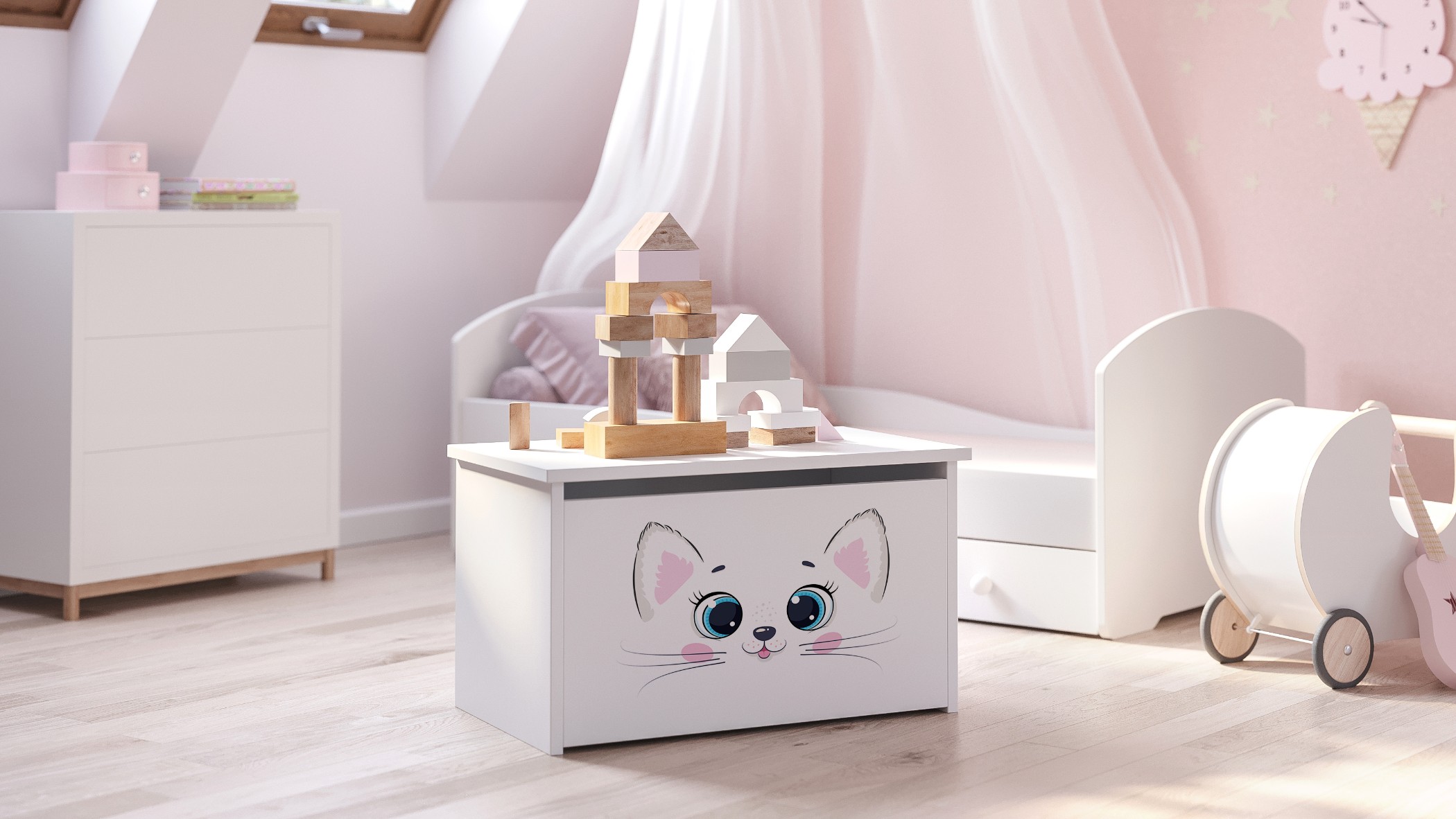 Coffre à jouets enfant blanc