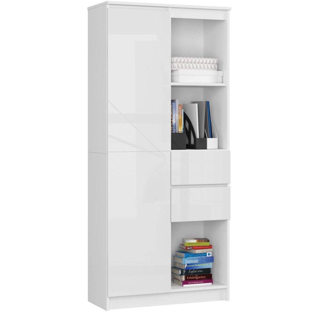 Raumhirsch Bibliothèque 180x80x35 cm Avec tiroir Avec rangement blanc / weiß glanz – vue principale