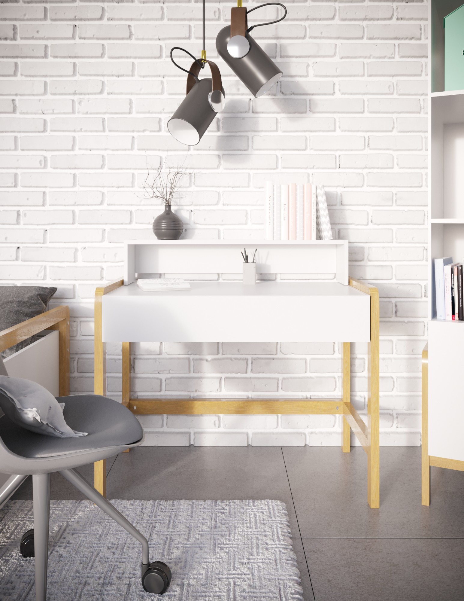 Bureau enfant blanc et chene clair