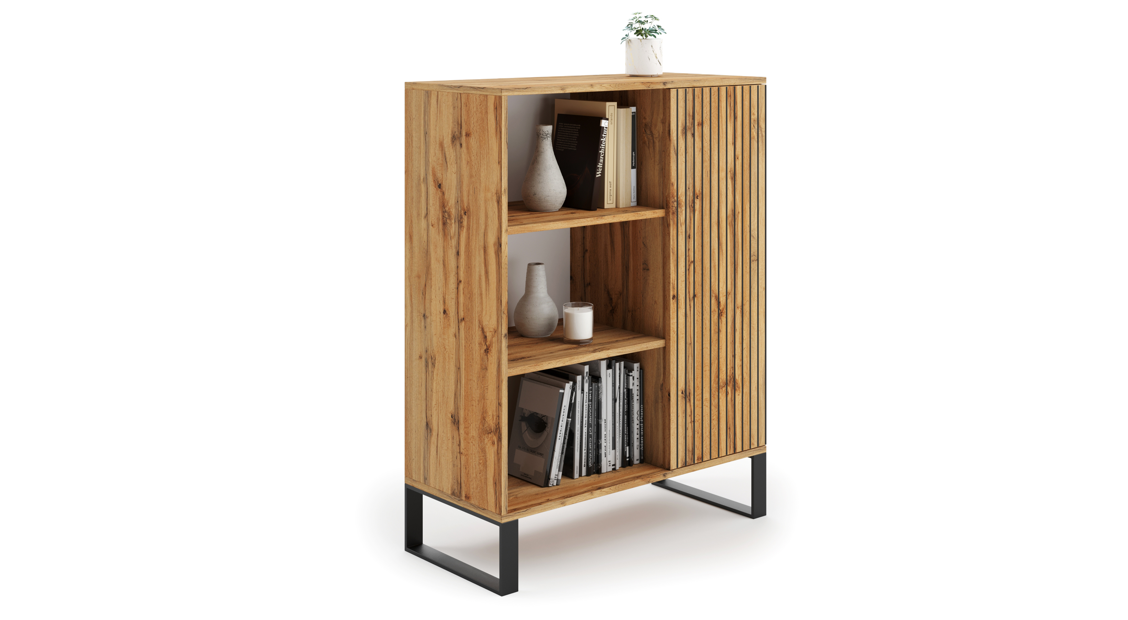 Raumhirsch Bibliothèque FONDI Avec rangement handwerk doréene chêne – vue principale