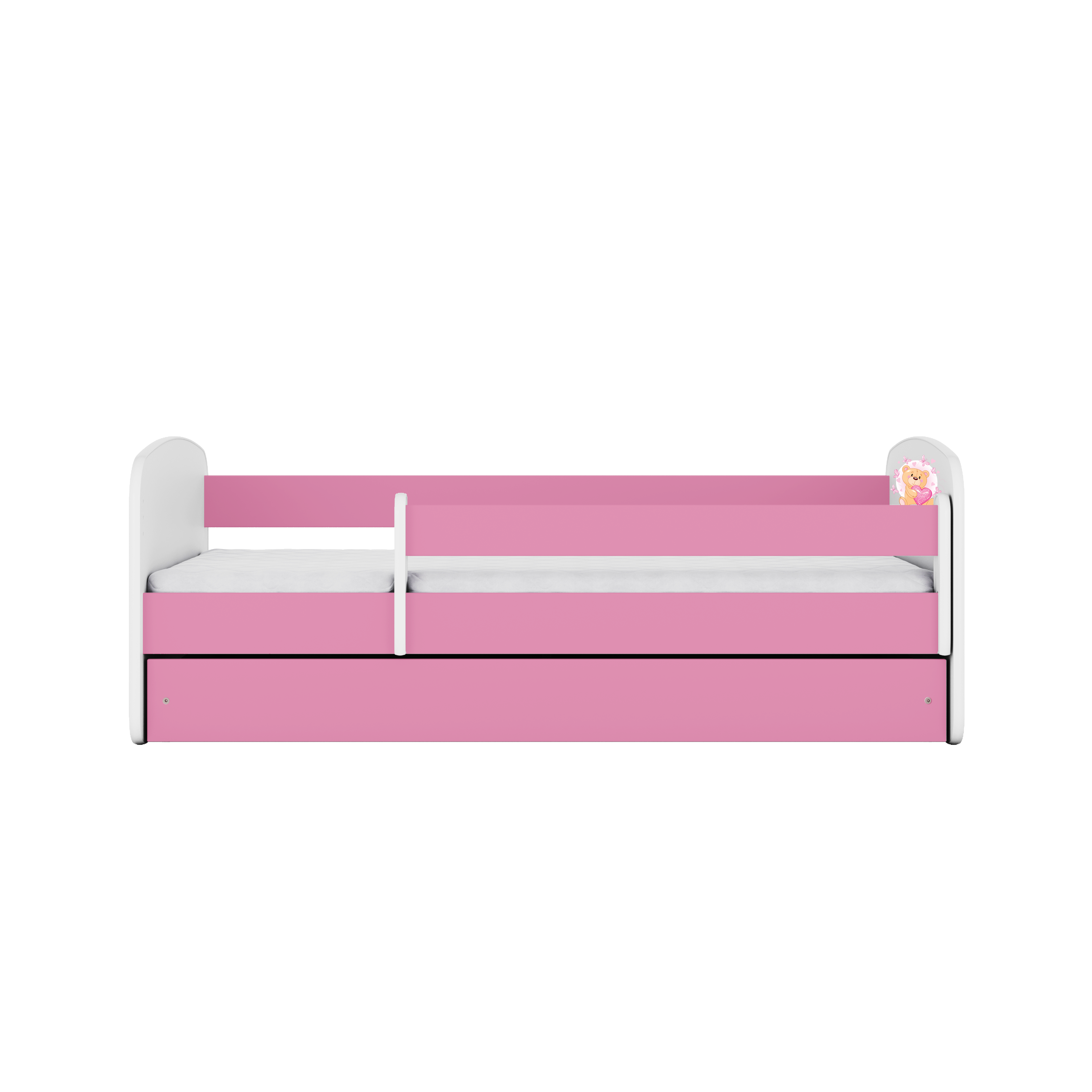 Lit enfant rose, motif ourson et papillons