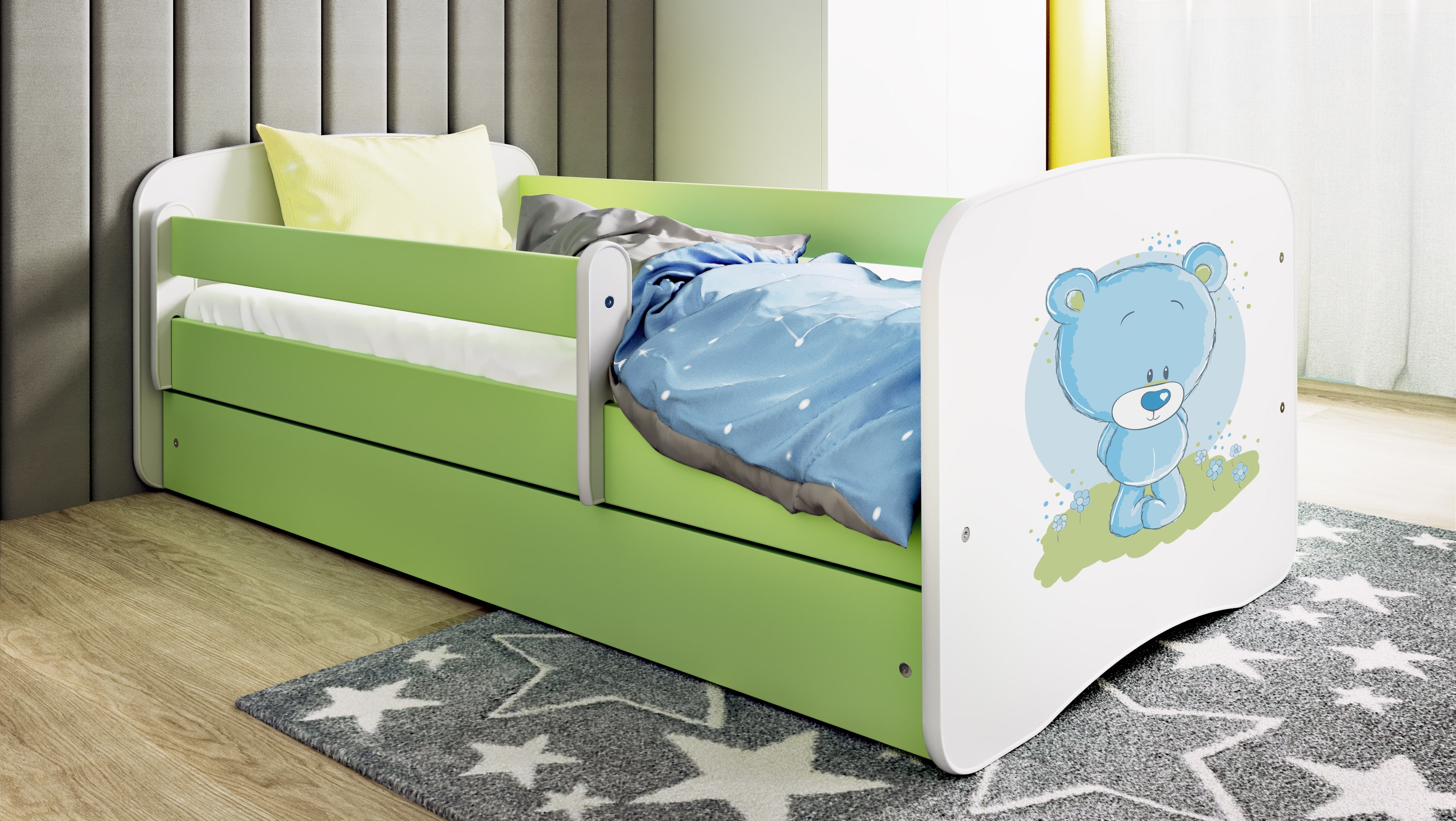 Lit enfant Ourson Bleu Fleuri