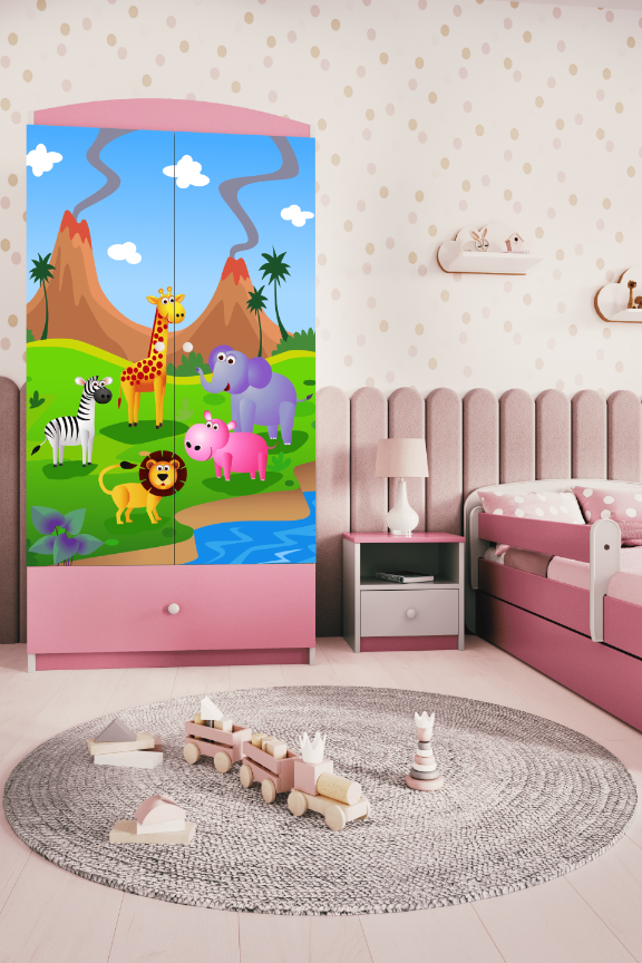 Armoire enfant rose clair