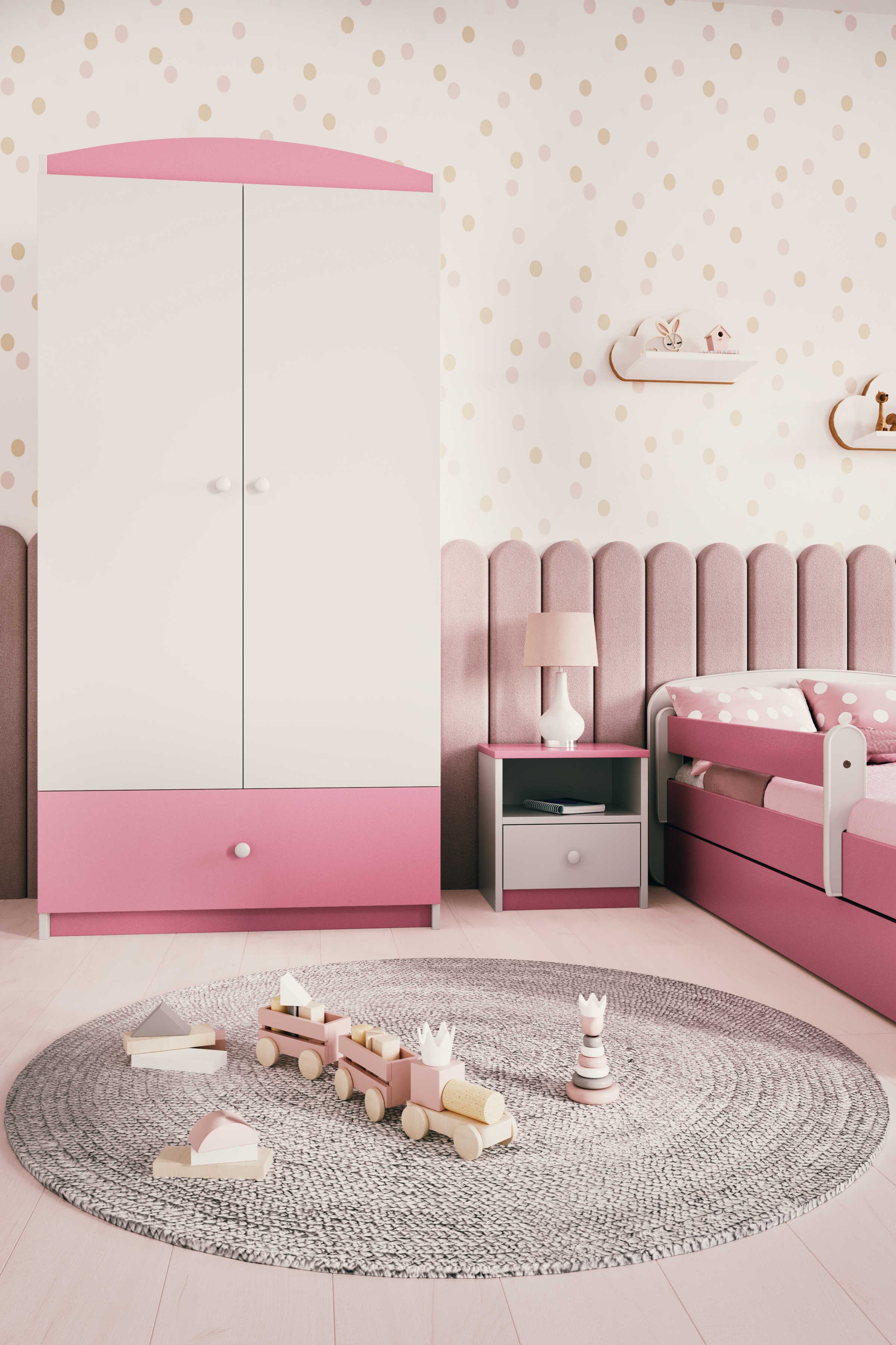 Armoire enfant rose clair